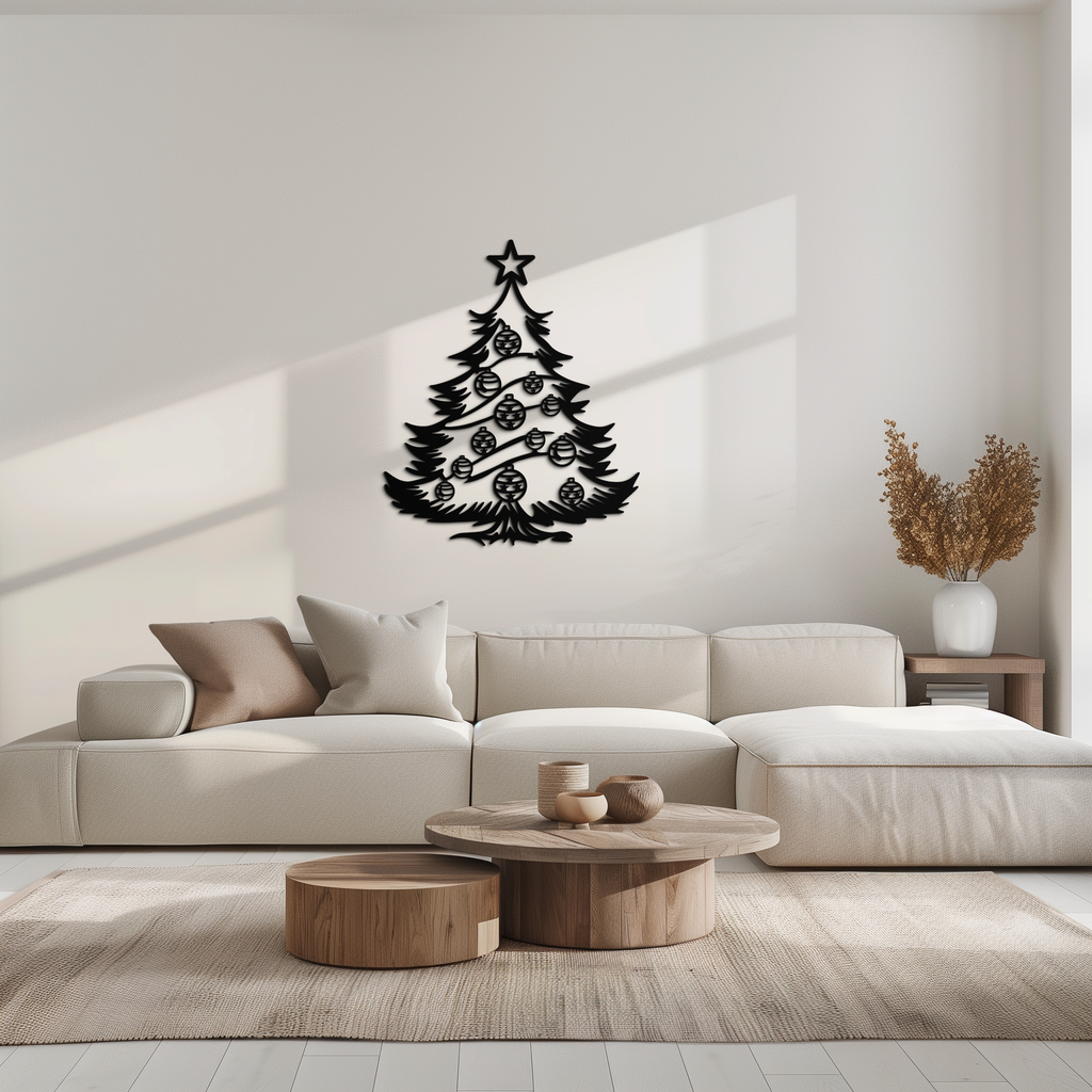 Christmas Tree Metal Wall Art - Festive Holiday Decoration- KAF296