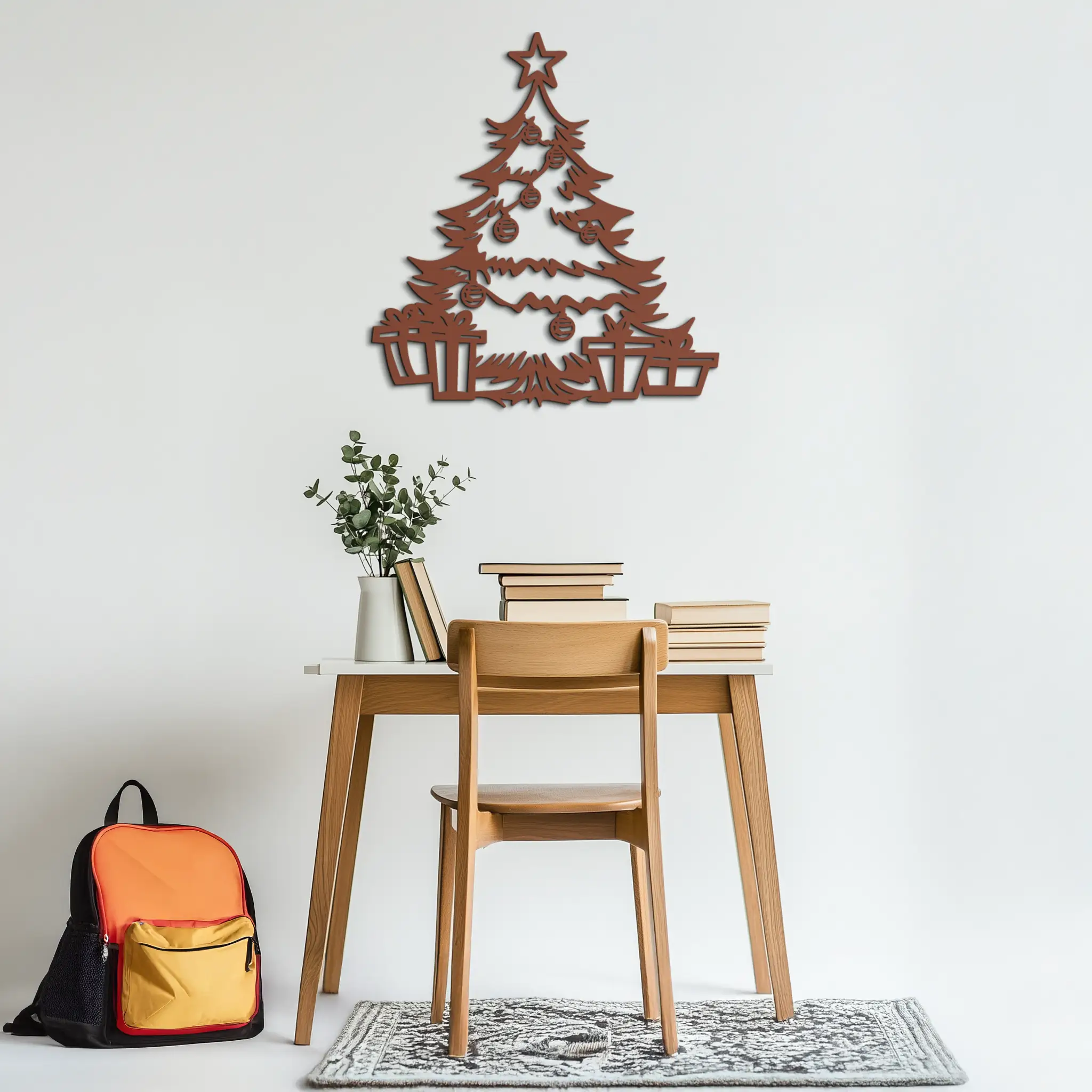 Christmas Tree Metal Wall Art - Festive Holiday Decor with Gifts- KAF298