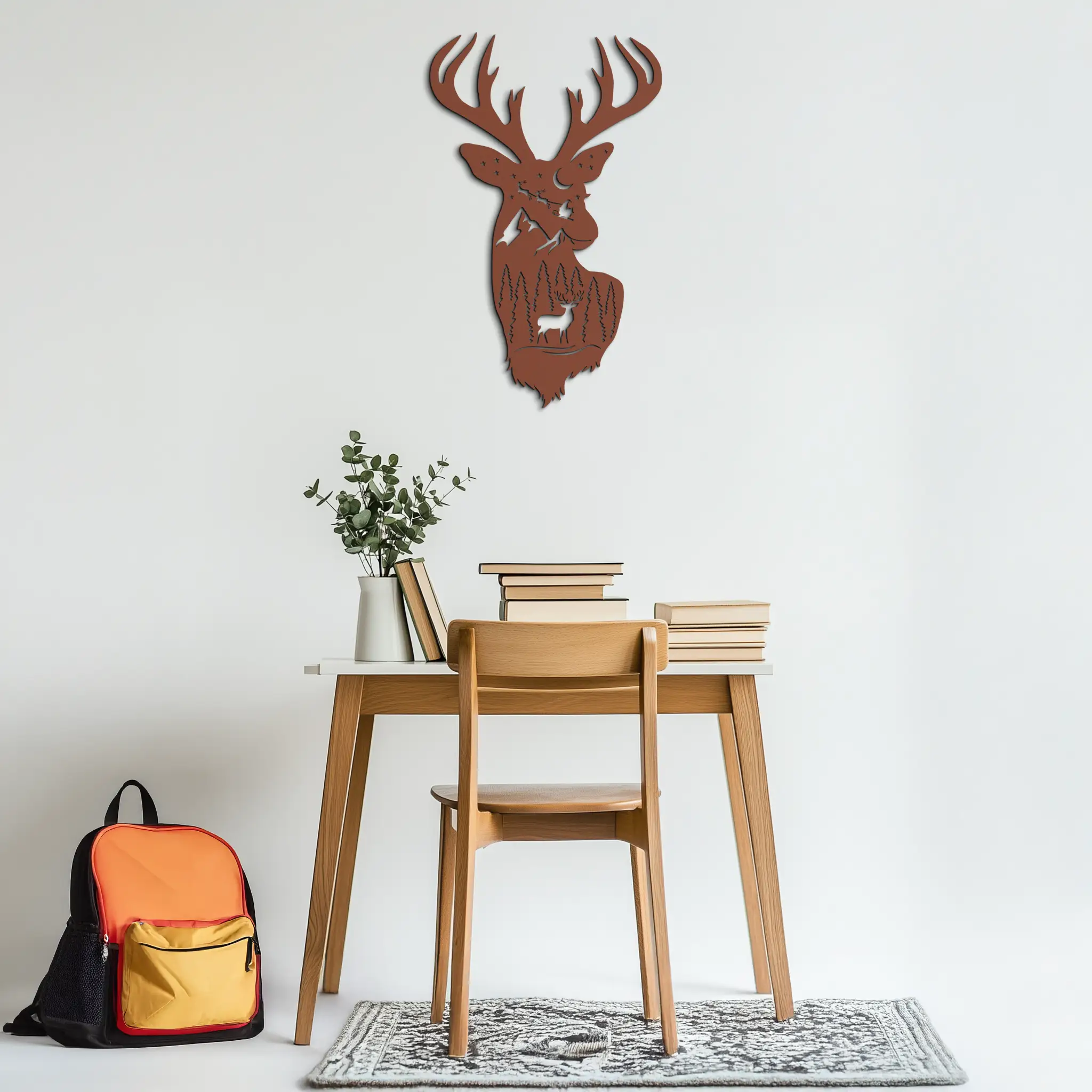 Majestic Deer Metal Wall Art - Nature-Inspired Steel Silhouette Decor- KAF301