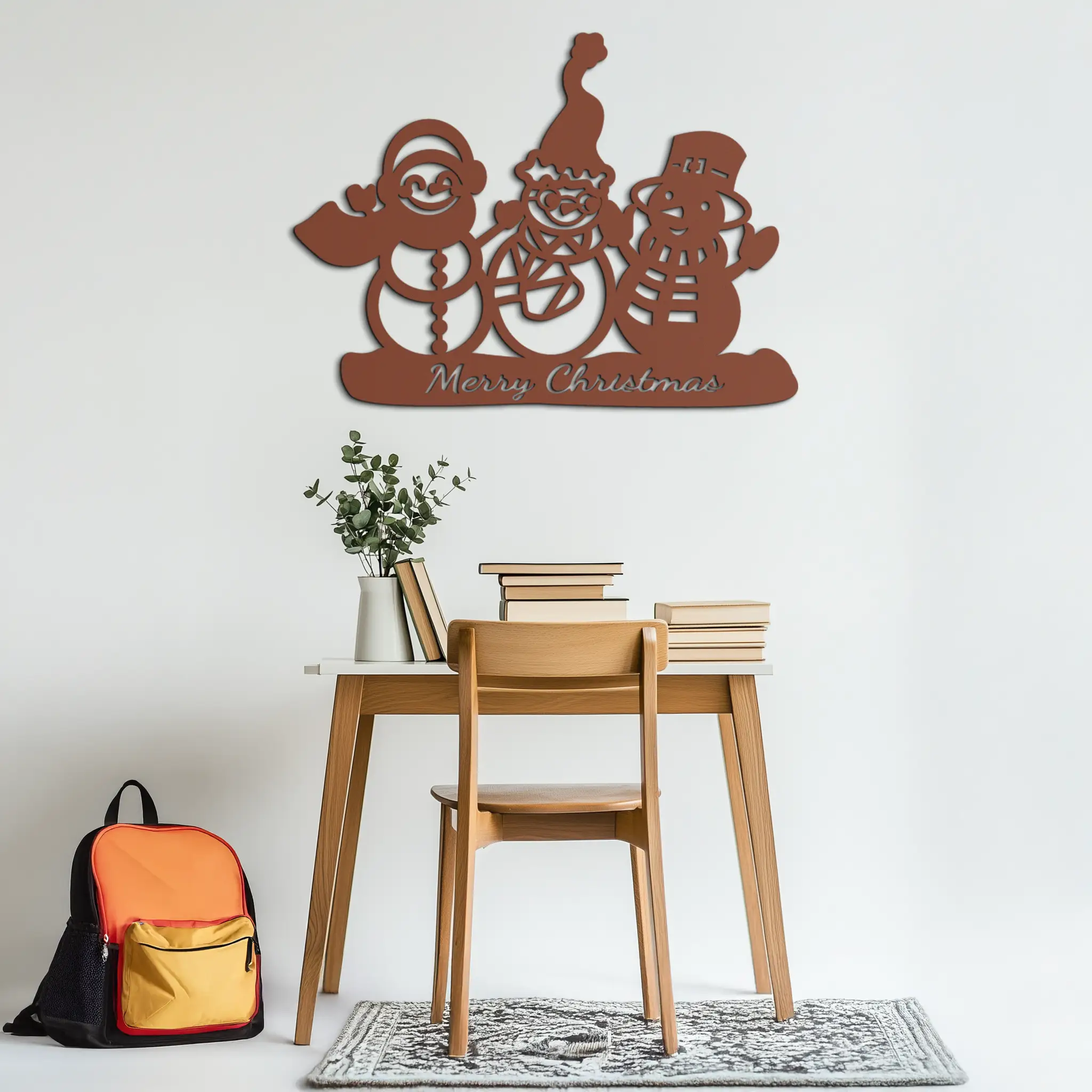 Frosty Trio Metal Wall Art - Merry Christmas Snowman Holiday Decor- KAF306