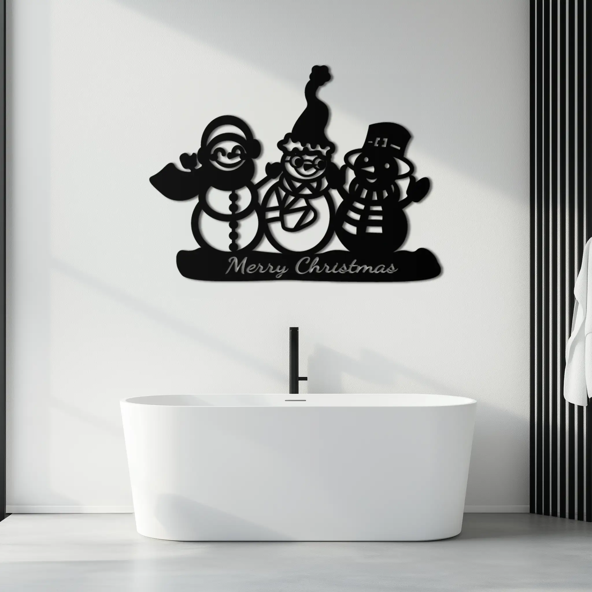 Frosty Trio Metal Wall Art - Merry Christmas Snowman Holiday Decor- KAF306