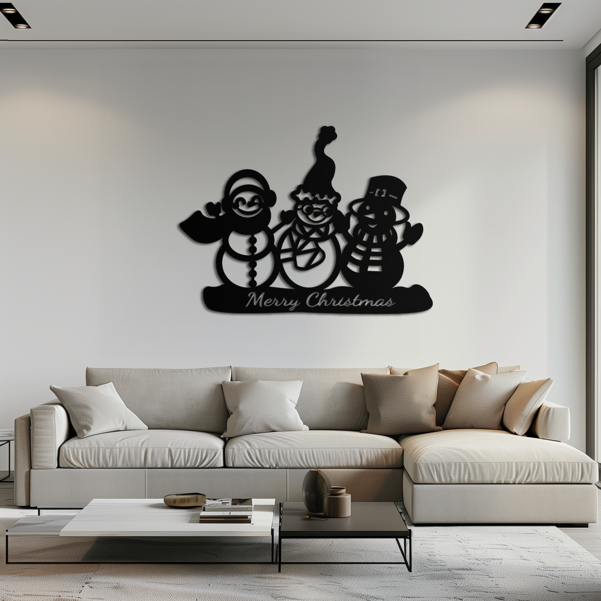 Frosty Trio Metal Wall Art - Merry Christmas Snowman Holiday Decor- KAF306