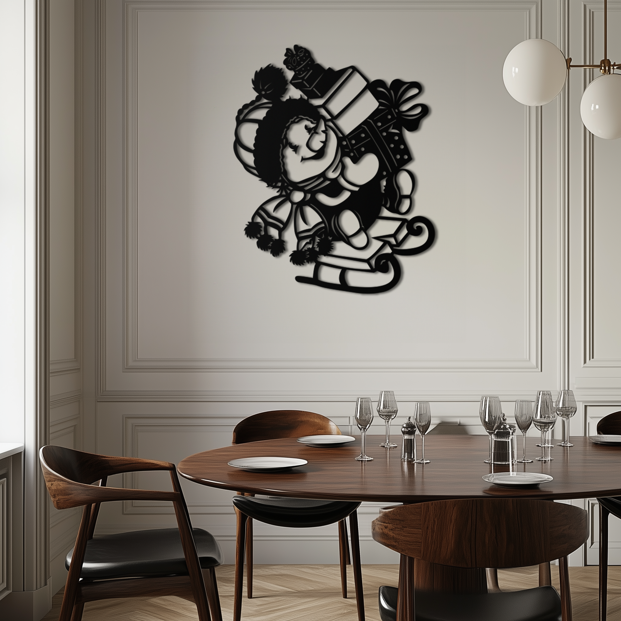 Christmas Snowman Metal Wall Art - Festive Holiday Gift Decor with Cute Snowman on Sled- KAF310