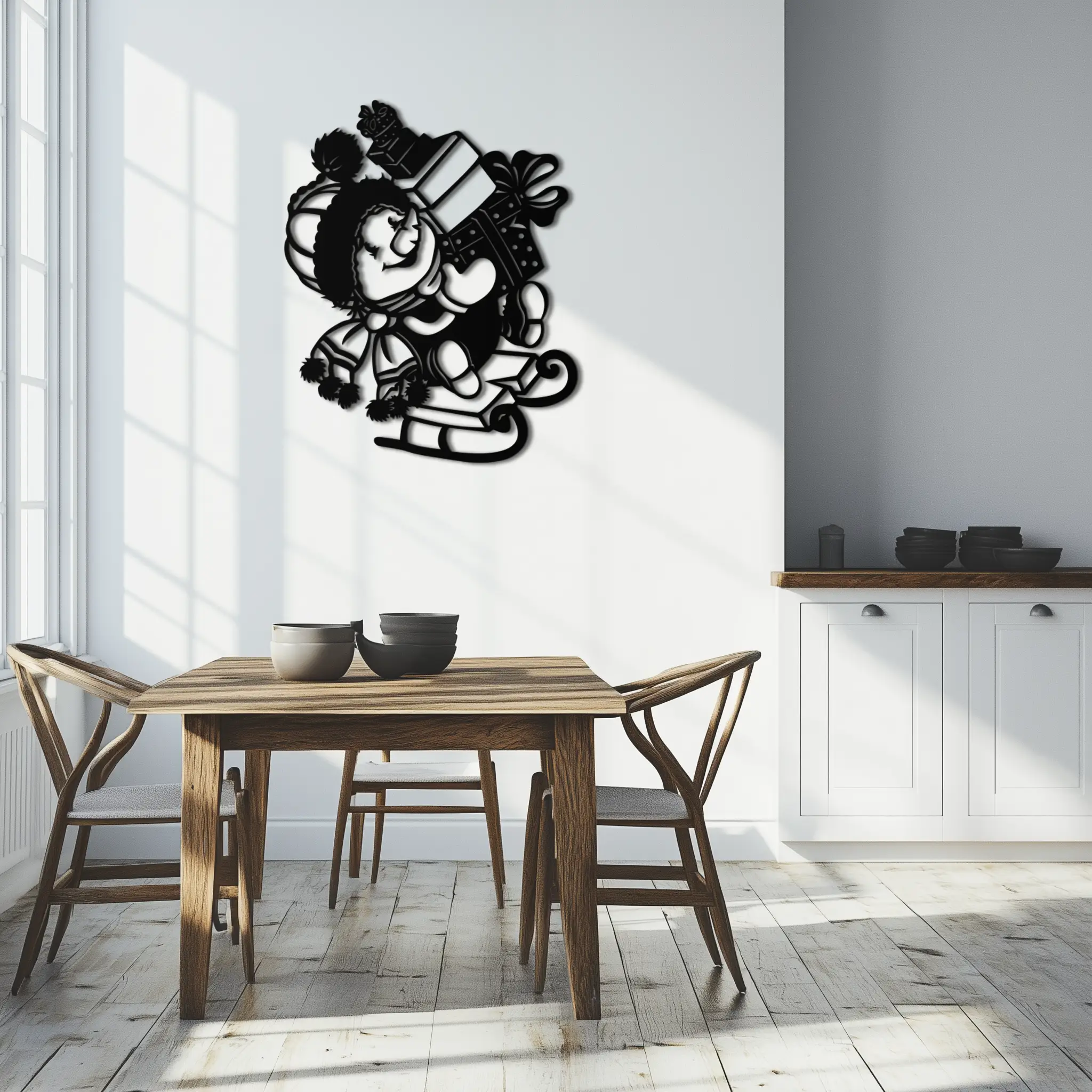 Christmas Snowman Metal Wall Art - Festive Holiday Gift Decor with Cute Snowman on Sled- KAF310
