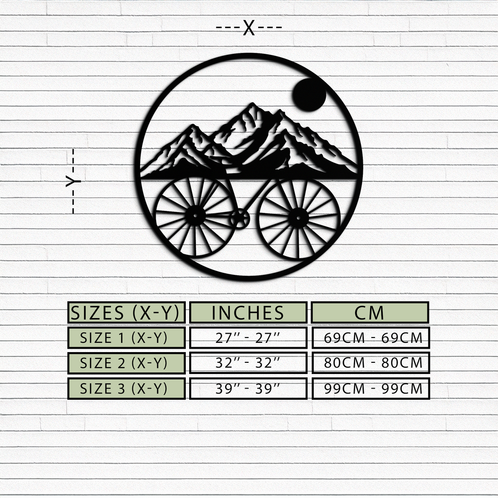 Mountain Bike Silhouette Metal Wall Art - Scenic Bicycle and Nature Scene Decor- KAF320