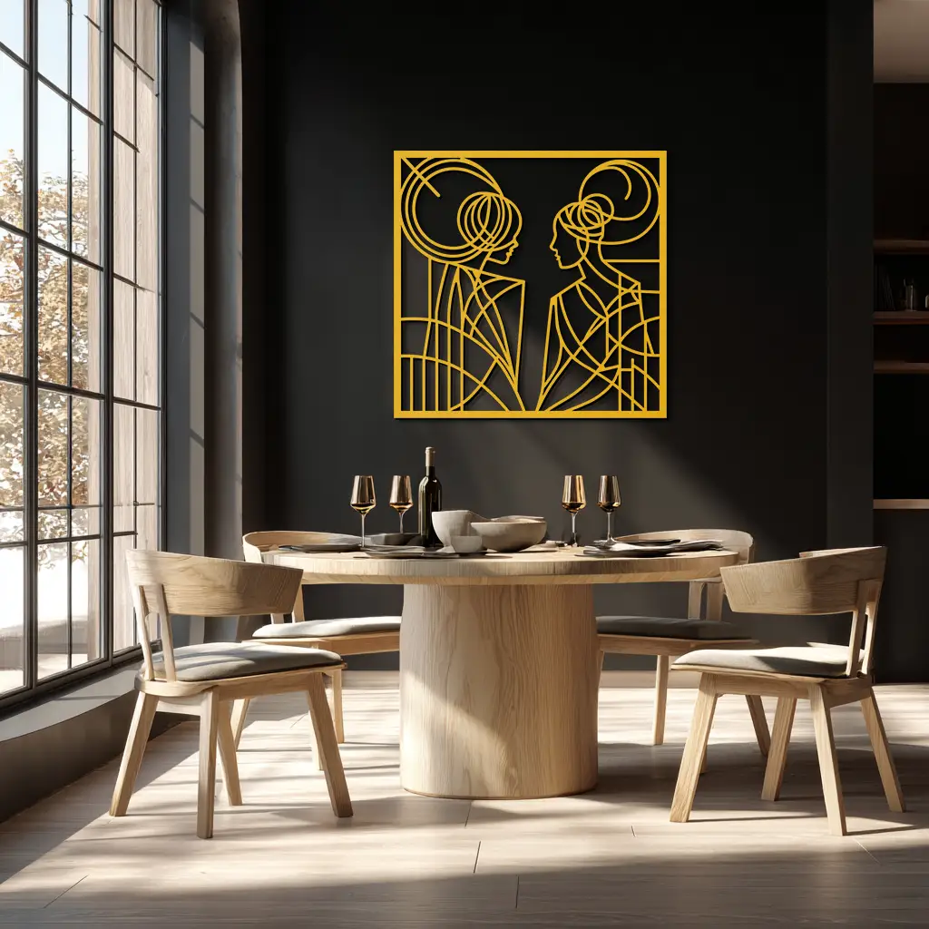 Abstract Female Duo Silhouette Metal Wall Art – Modern Minimalist Women Line Design- KAF324