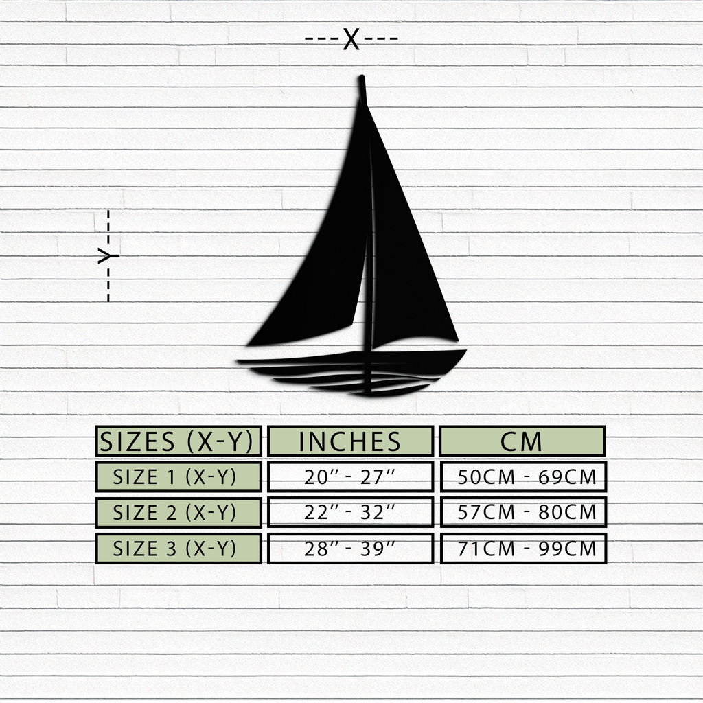 Nautical Sailboat Silhouette Metal Wall Art – Minimalist Ocean-Inspired Steel Decor- KAF326