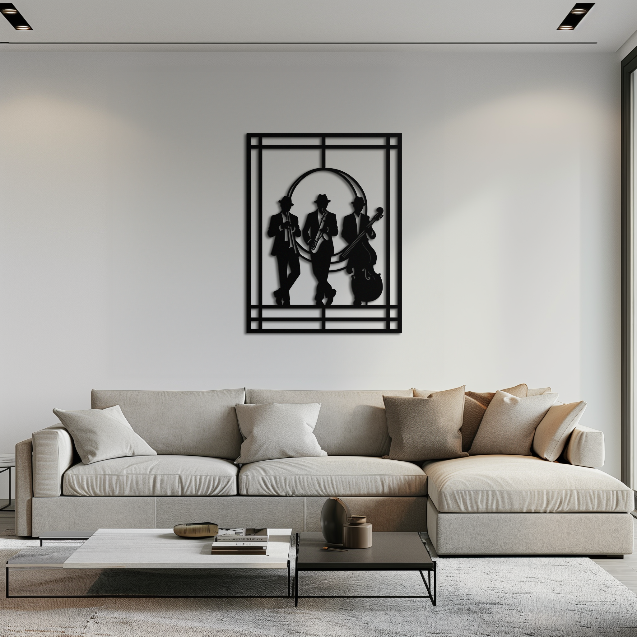 Jazz Musicians Metal Wall Art – Saxophone and Trumpet Player Silhouette Steel Decor for Music Lovers- KAF332