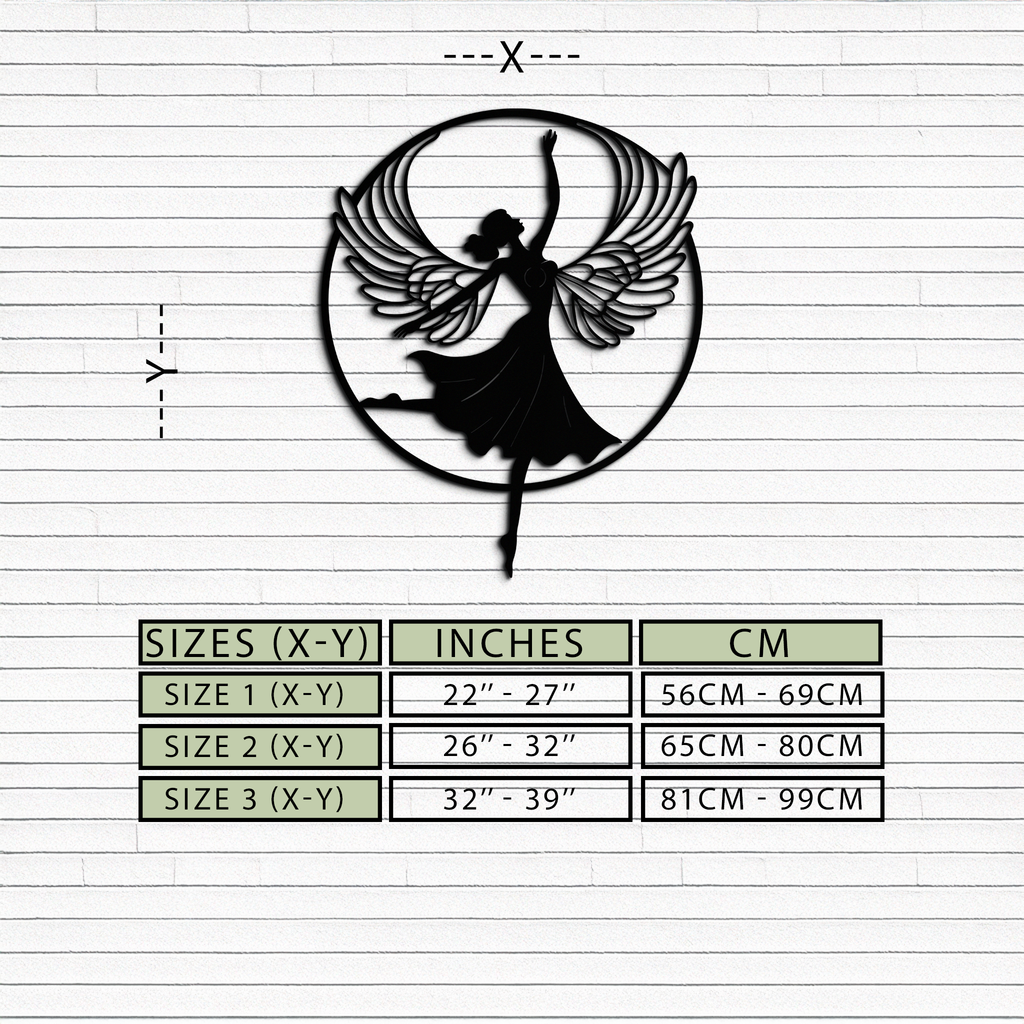Angel Dancer Metal Wall Art – Winged Woman Silhouette Steel Decor for Elegant and Spiritual Interiors- KAF334