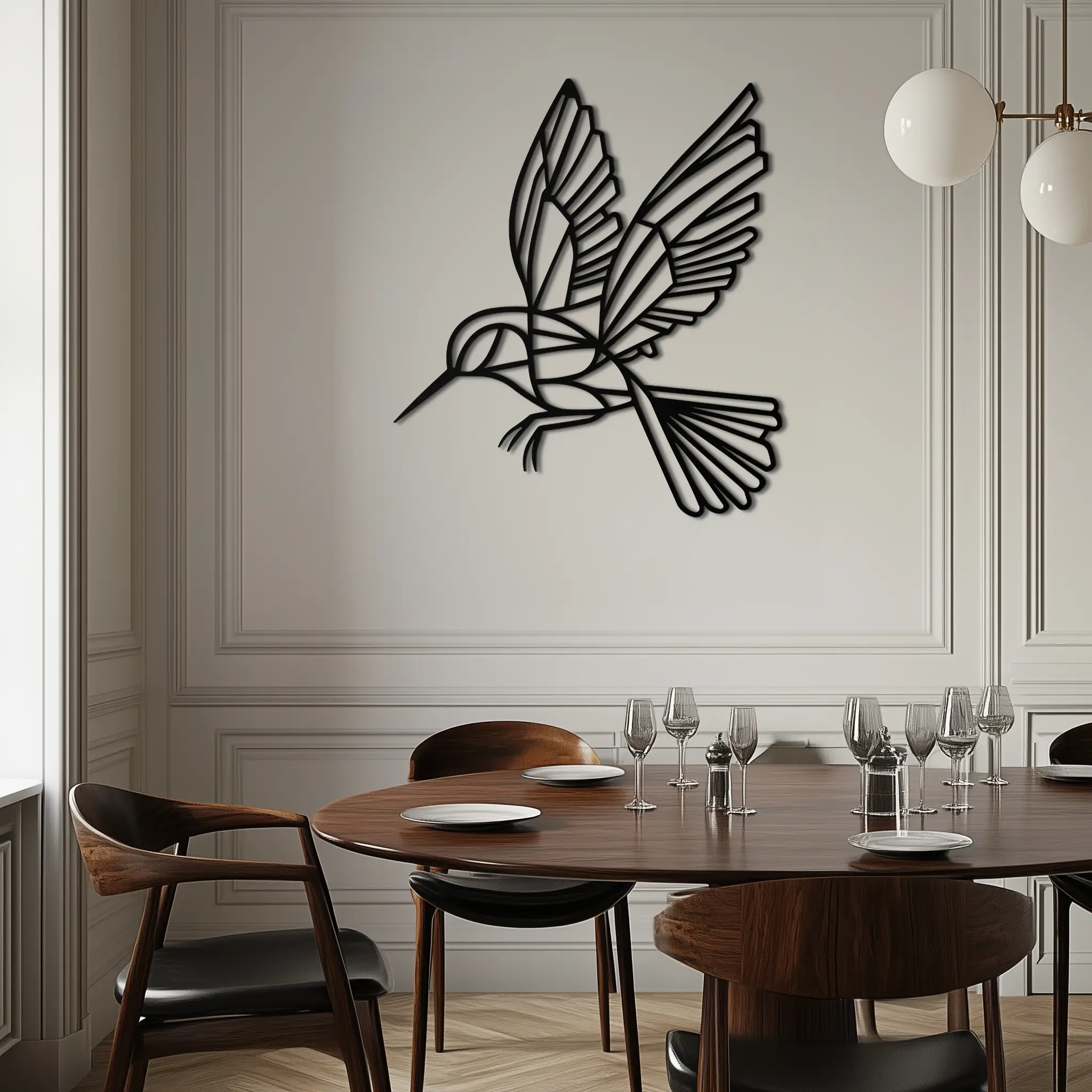 Hummingbird Metal Wall Art – Delicate Bird Silhouette Steel Decor for Nature-Inspired Interiors- KAF339