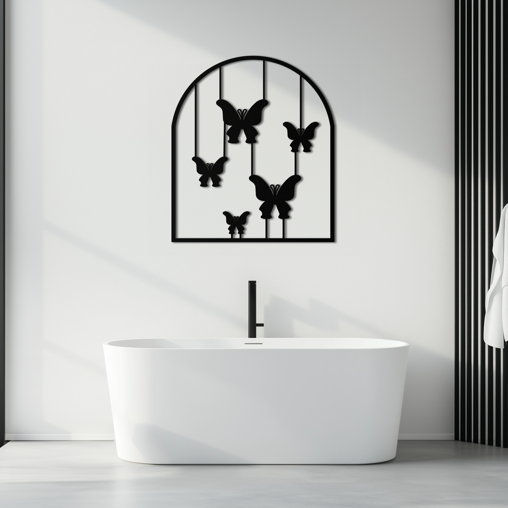 Butterfly Arch Metal Wall Art – Elegant Hanging Butterflies Silhouette for Modern Nature Decor- KAF361