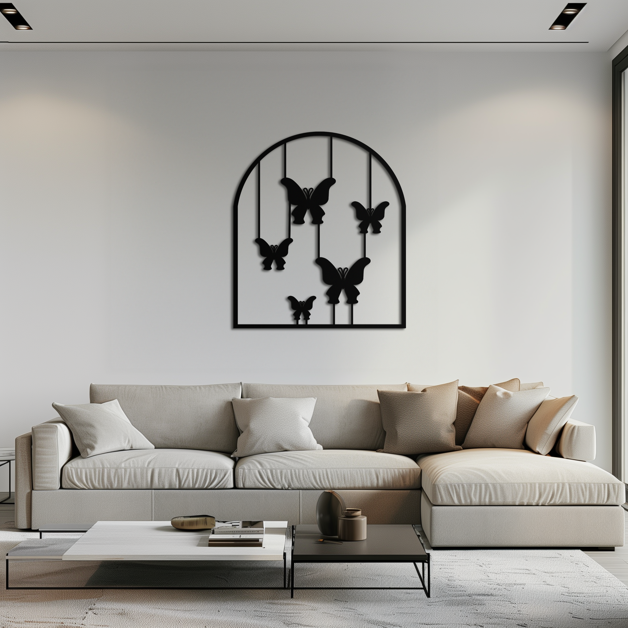 Butterfly Arch Metal Wall Art – Elegant Hanging Butterflies Silhouette for Modern Nature Decor- KAF361