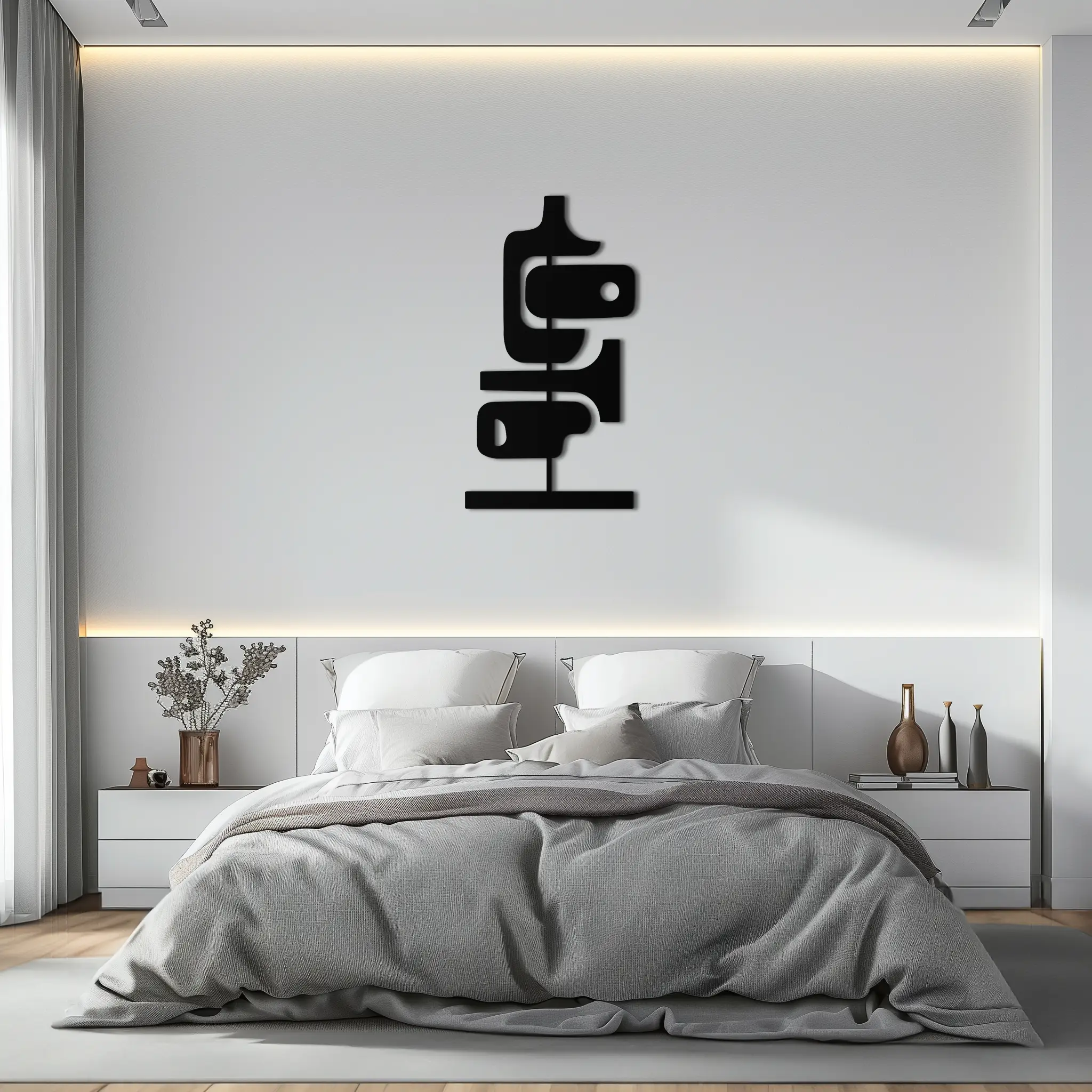 Modern Geometric Coffee Cup Metal Wall Art – Abstract Minimalist Design for Kitchen or Café Décor- KAF362