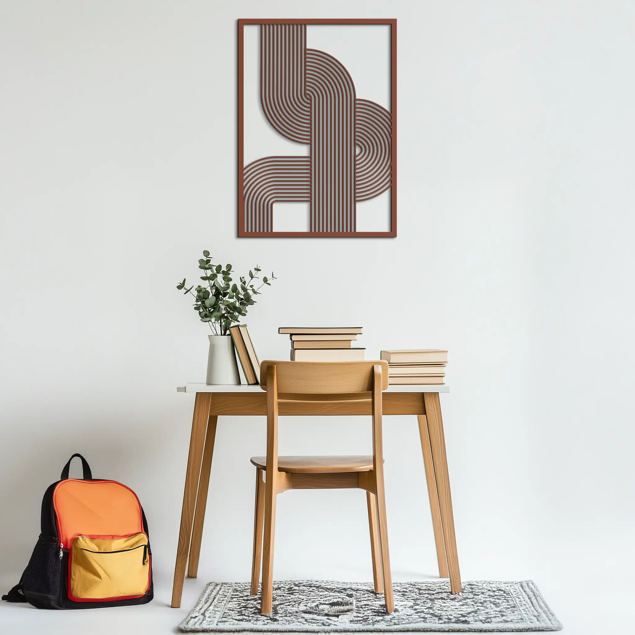 Geometric Curve Panel Metal Wall Art – Modern Abstract Steel Decor- KAF364