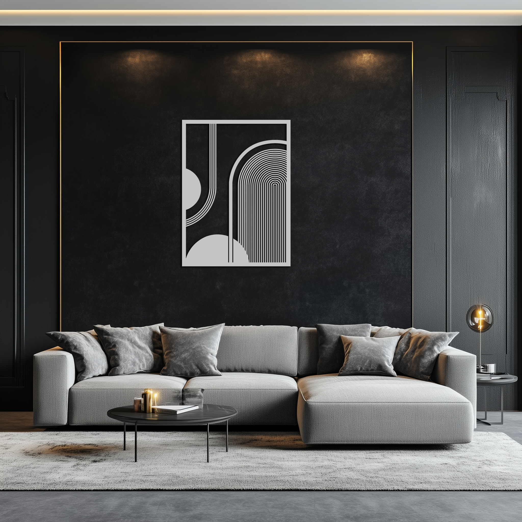Geometric Half-Circle Metal Wall Art – Minimalist Arch & Shape Design- KAF365