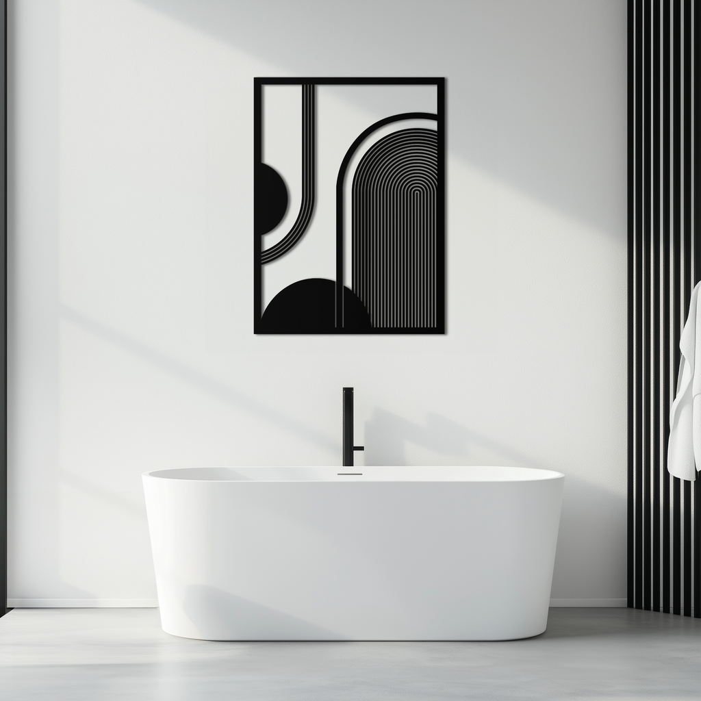 Geometric Half-Circle Metal Wall Art – Minimalist Arch & Shape Design- KAF365