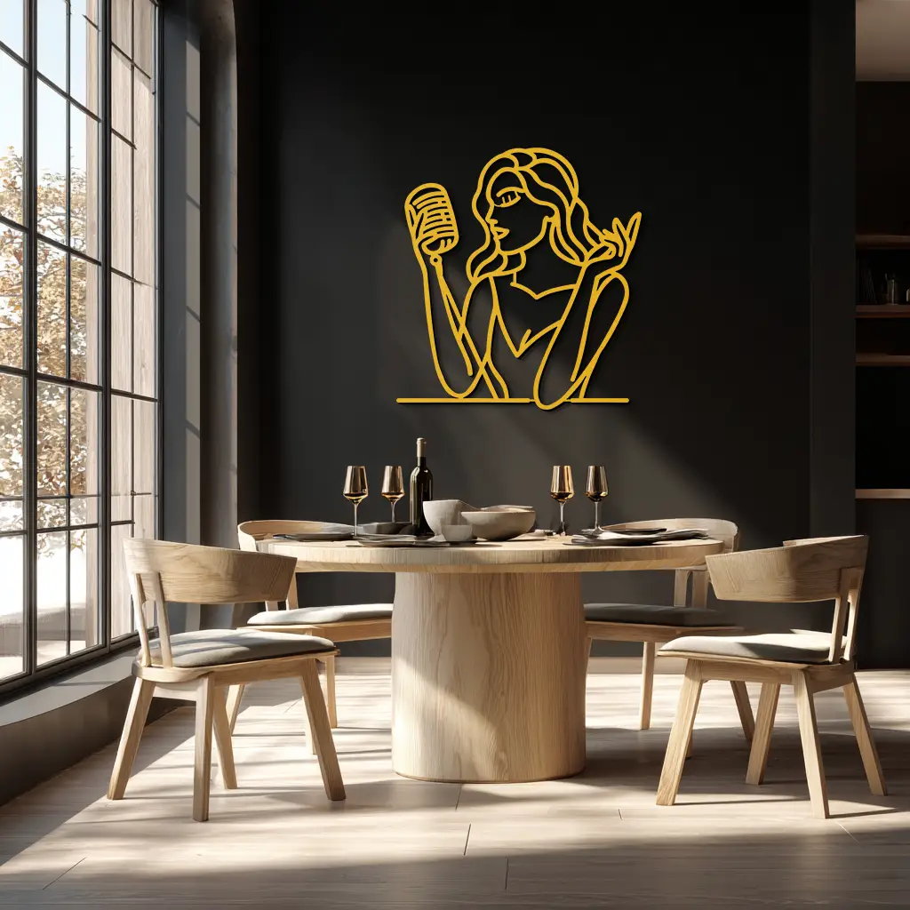 Singing Woman Metal Wall Art – Modern Female Vocalist Silhouette- KAF367