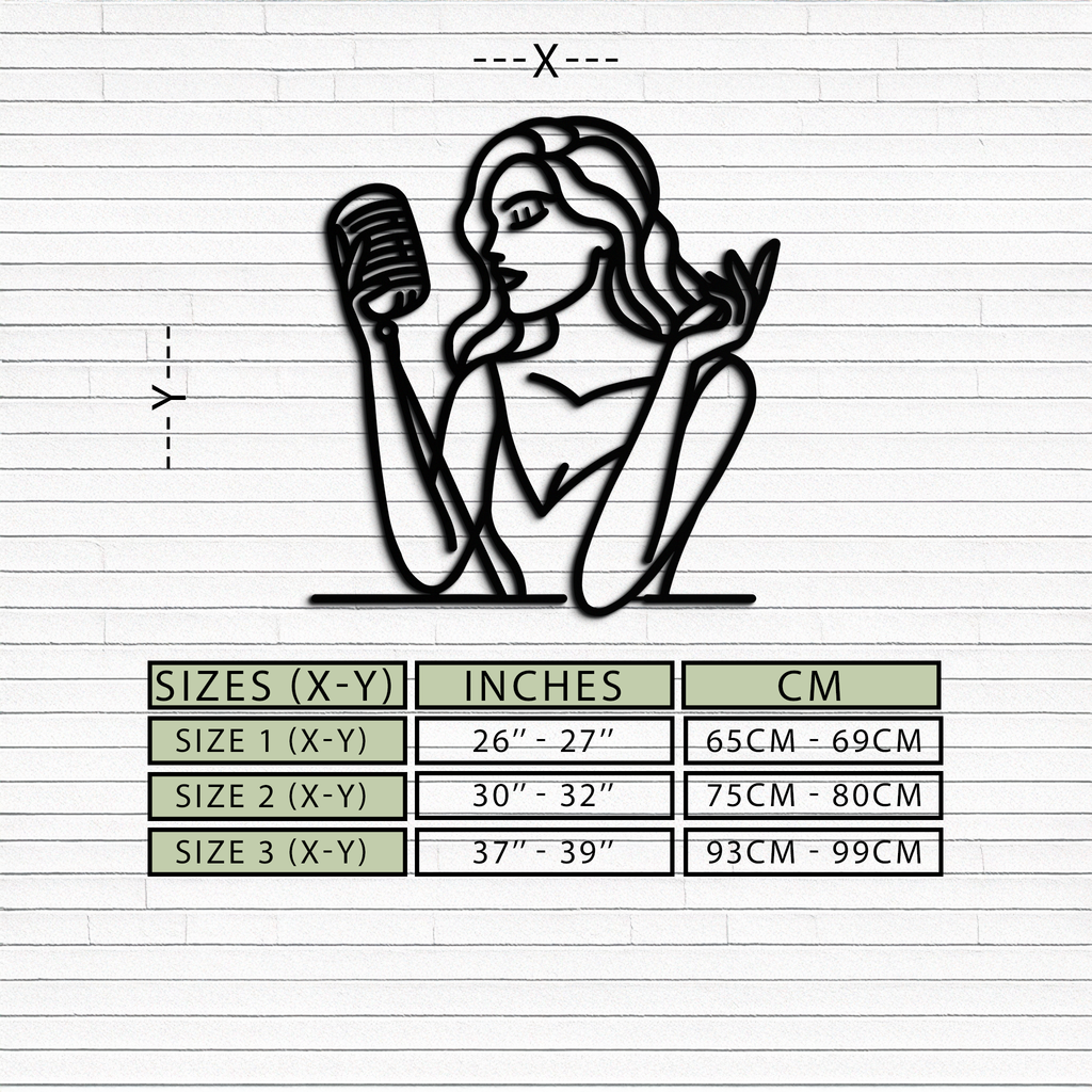 Singing Woman Metal Wall Art – Modern Female Vocalist Silhouette- KAF367