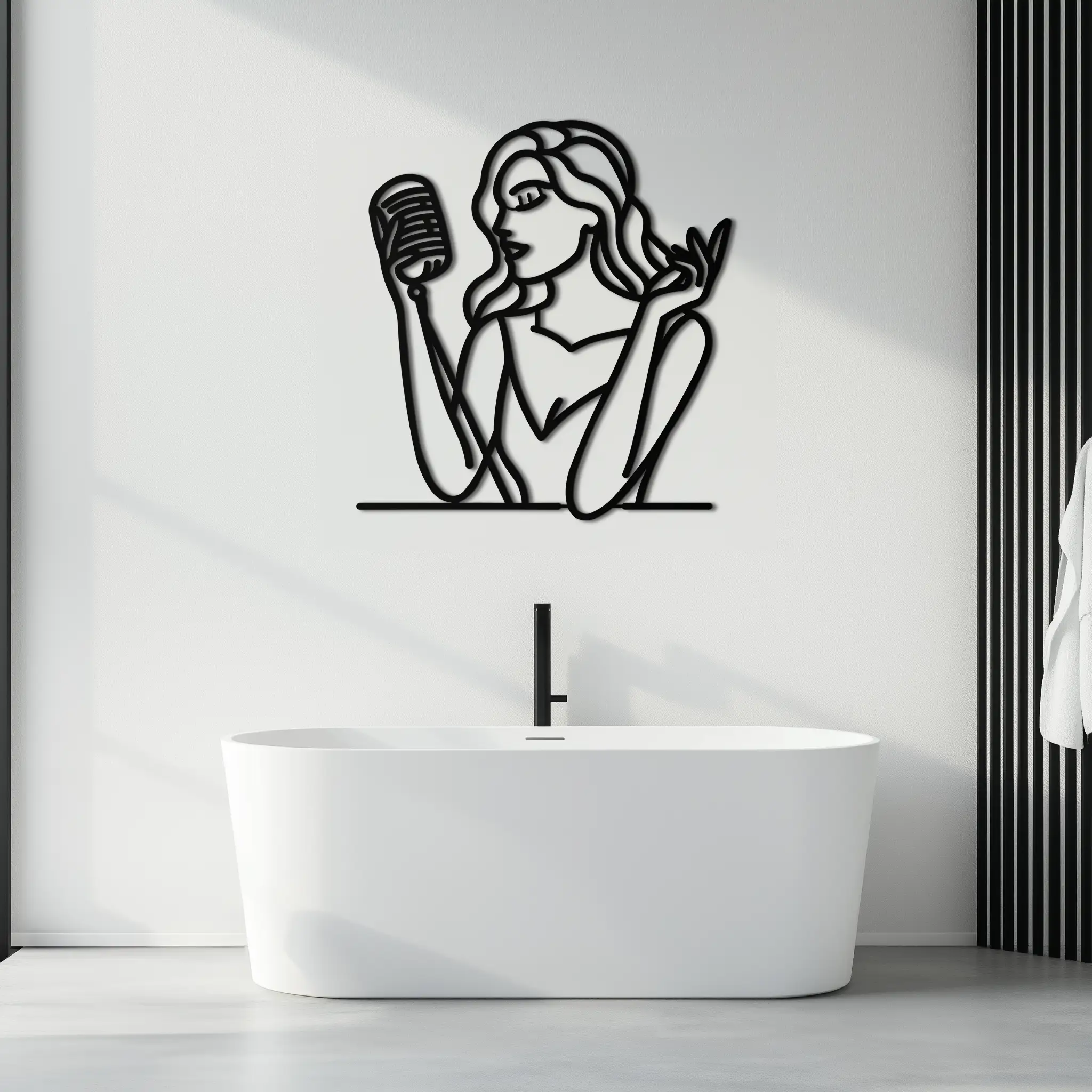 Singing Woman Metal Wall Art – Modern Female Vocalist Silhouette- KAF367