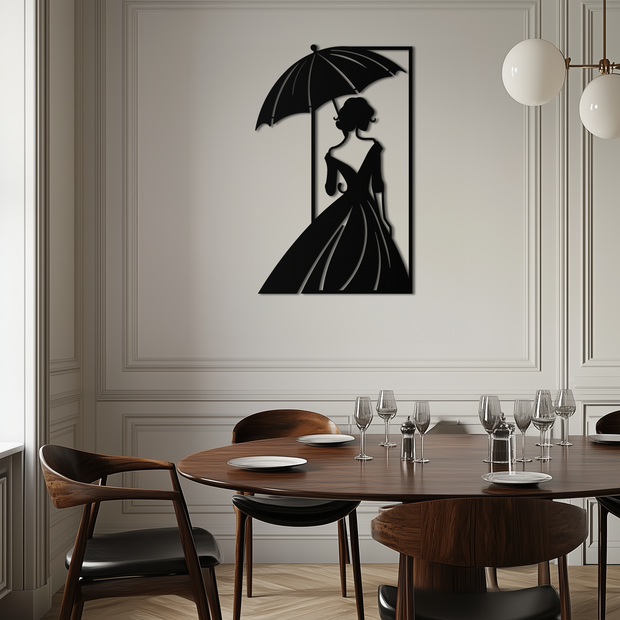 Modern Woman Silhouette Metal Wall Art – Elegant Female Figure Panel- KAF375