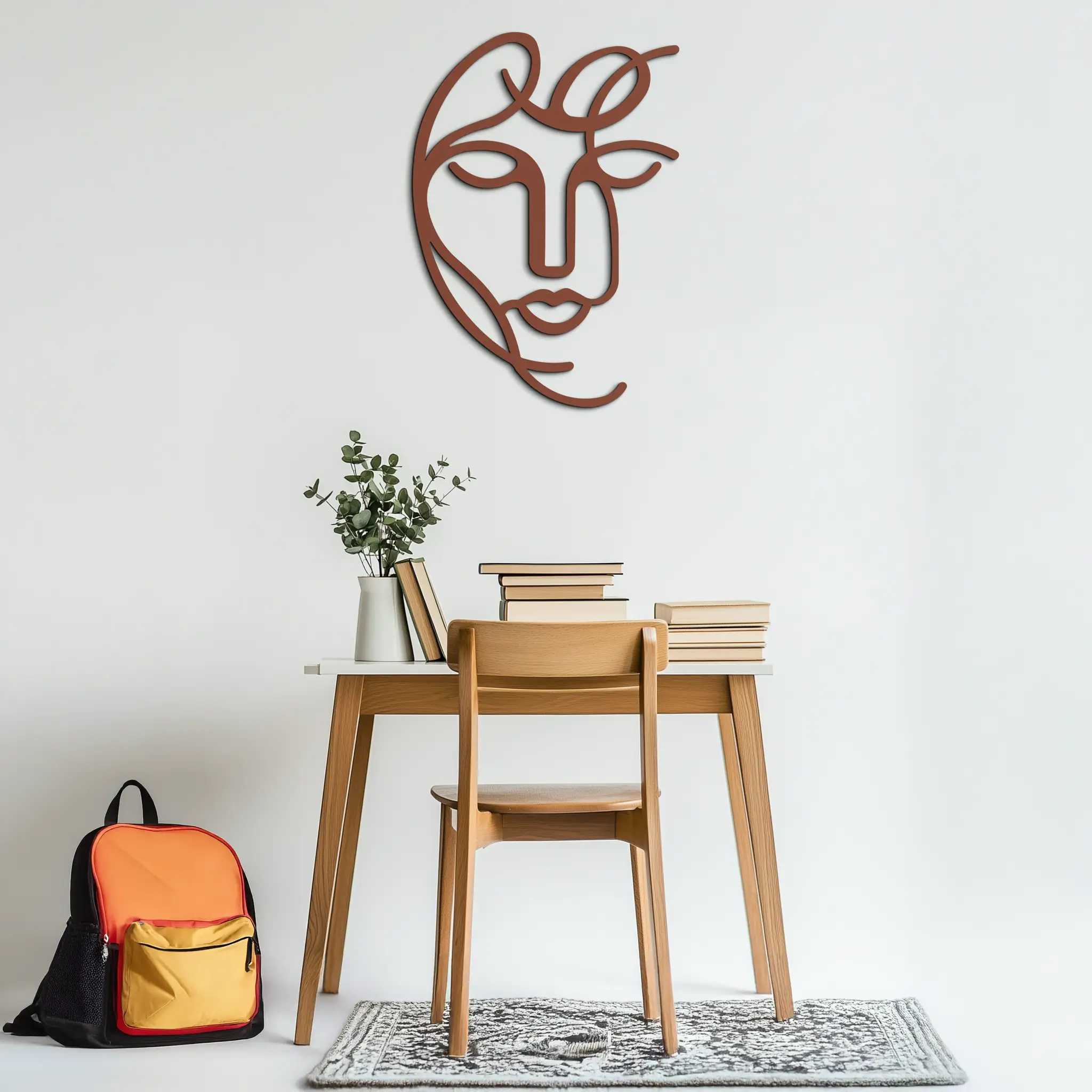 Abstract Female Line Art Metal Wall Decor – Elegant Woman Silhouette with Microphone- KAF376