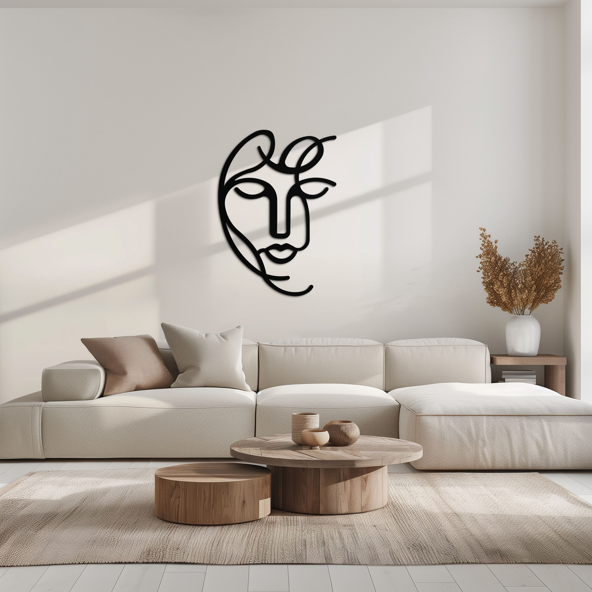 Abstract Female Line Art Metal Wall Decor – Elegant Woman Silhouette with Microphone- KAF376