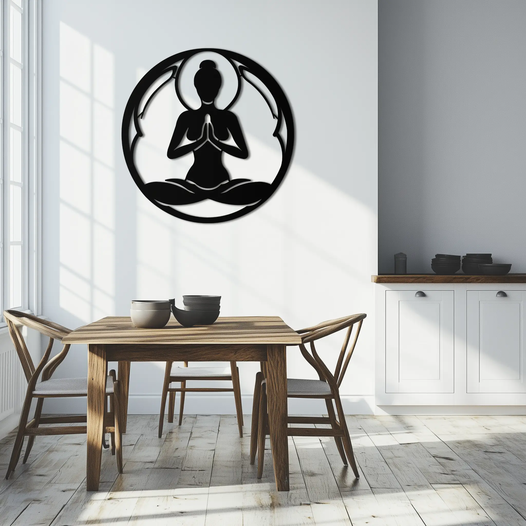 Yoga Silhouette Metal Wall Art – Meditative Zen Pose Decor for Mindful Spaces- KAF378