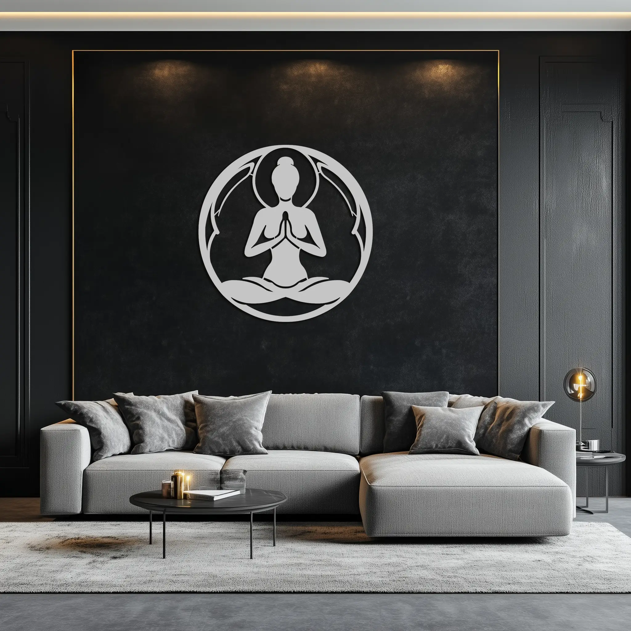 Yoga Silhouette Metal Wall Art – Meditative Zen Pose Decor for Mindful Spaces- KAF378
