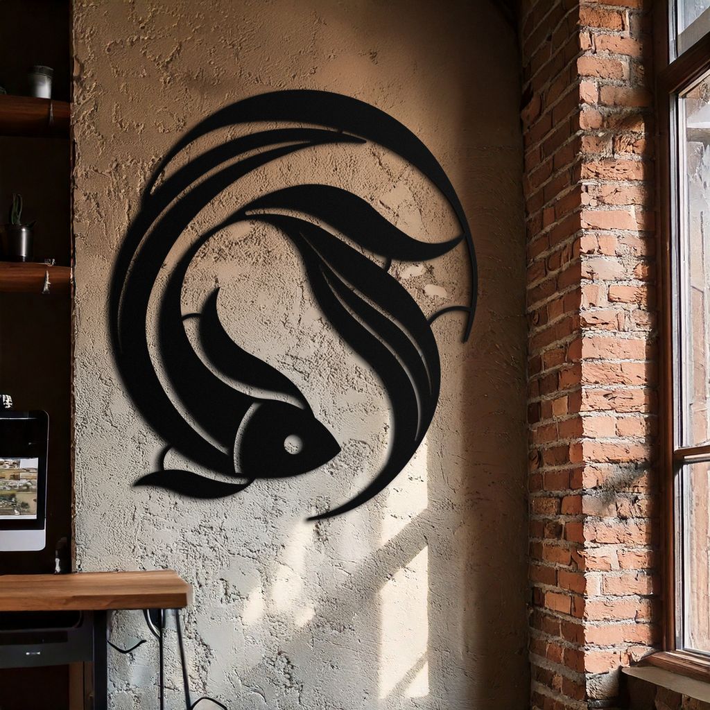 Japanese fish Metal Wall Art – Elegant Minimalist Ocean Decor- KAF379