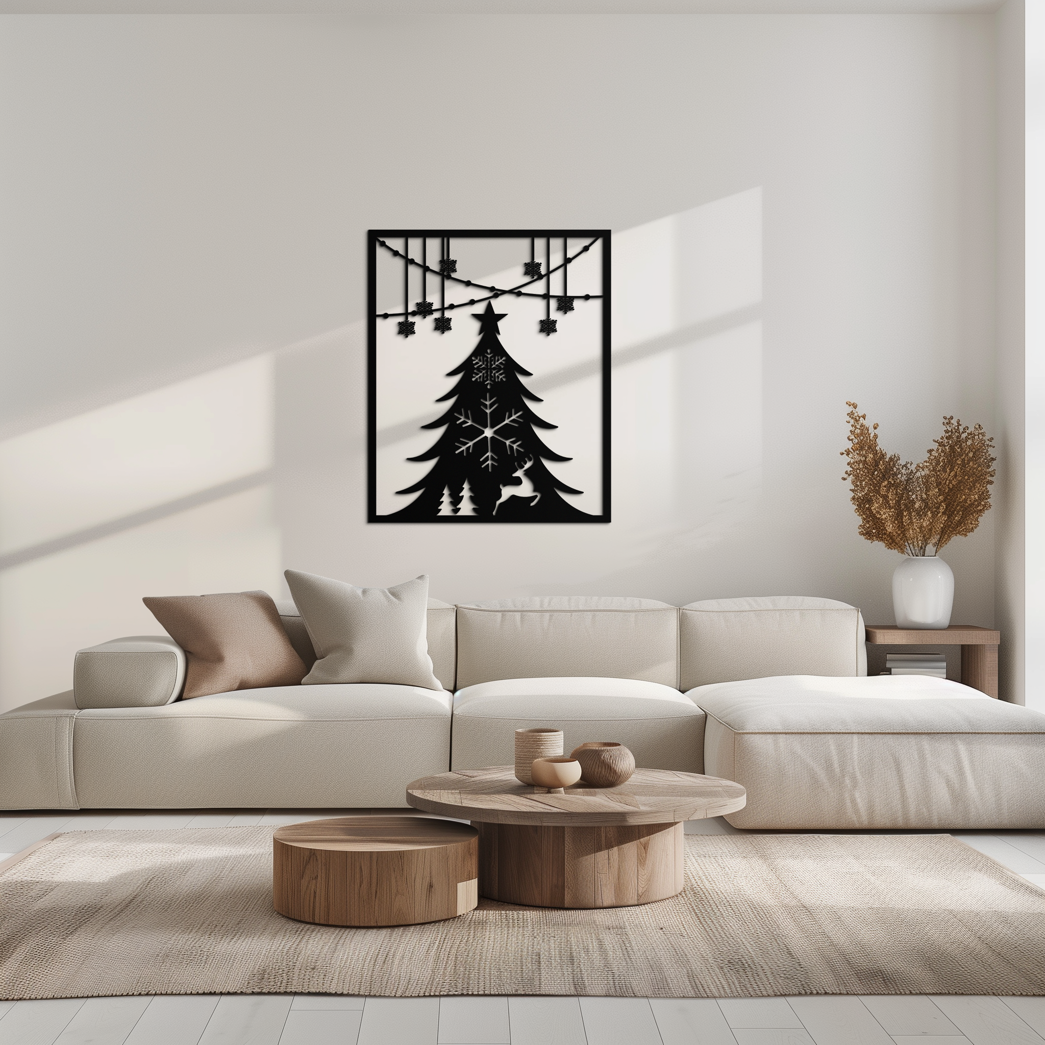 Christmas Tree Metal Wall Art – Elegant Holiday Silhouette Décor- KAF380