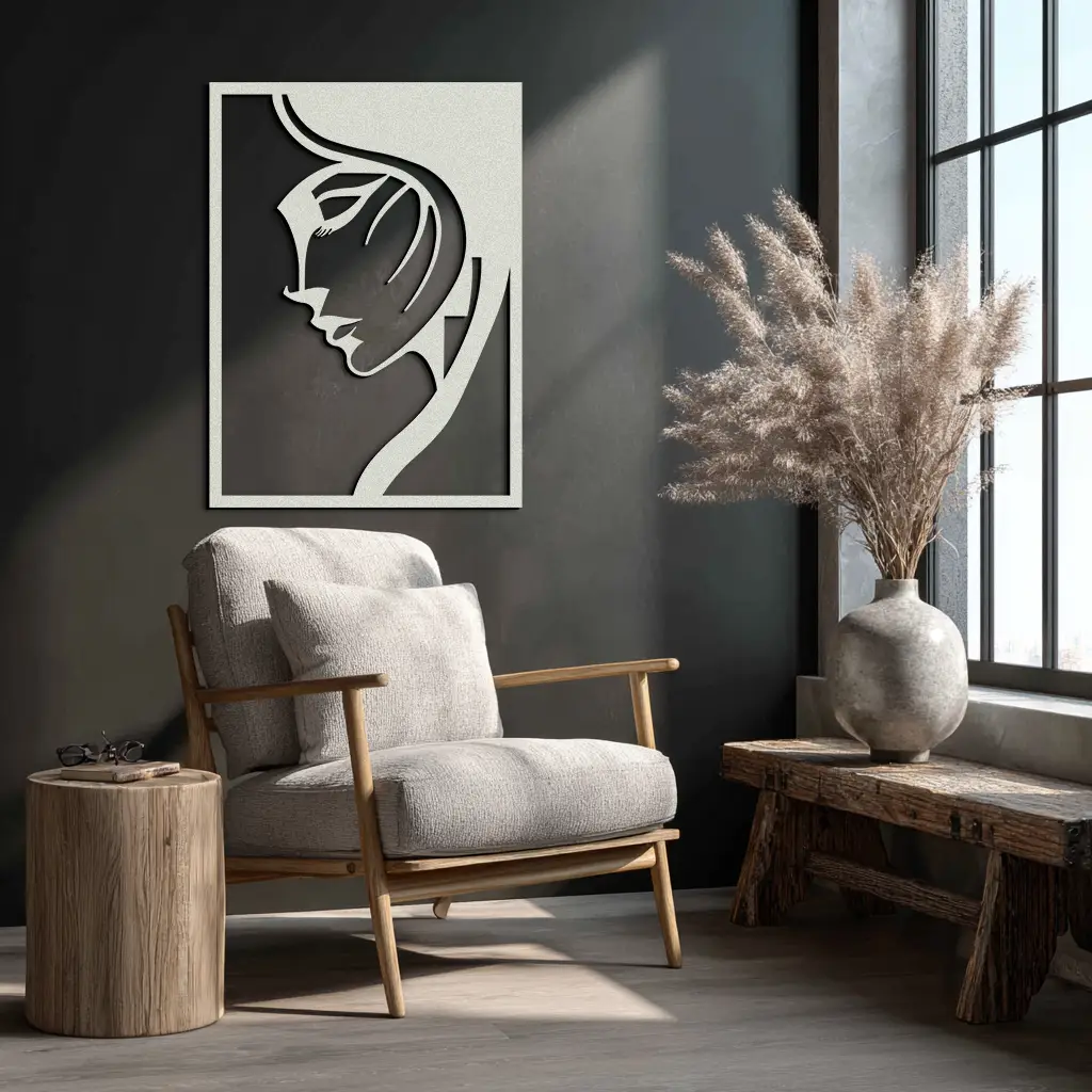 Elegant Woman Silhouette Metal Wall Art – Stylish Female Figure Home Decor- KAF381