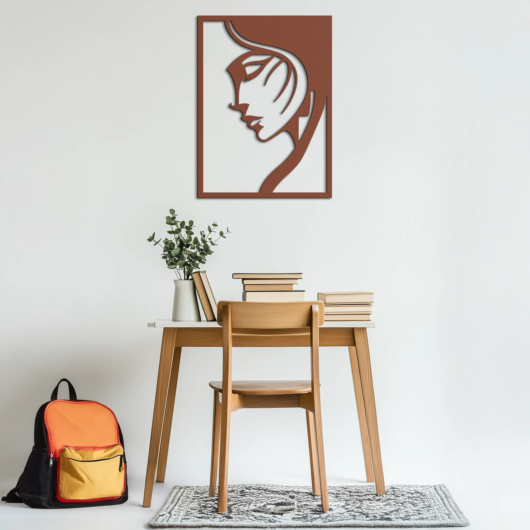Elegant Woman Silhouette Metal Wall Art – Stylish Female Figure Home Decor- KAF381