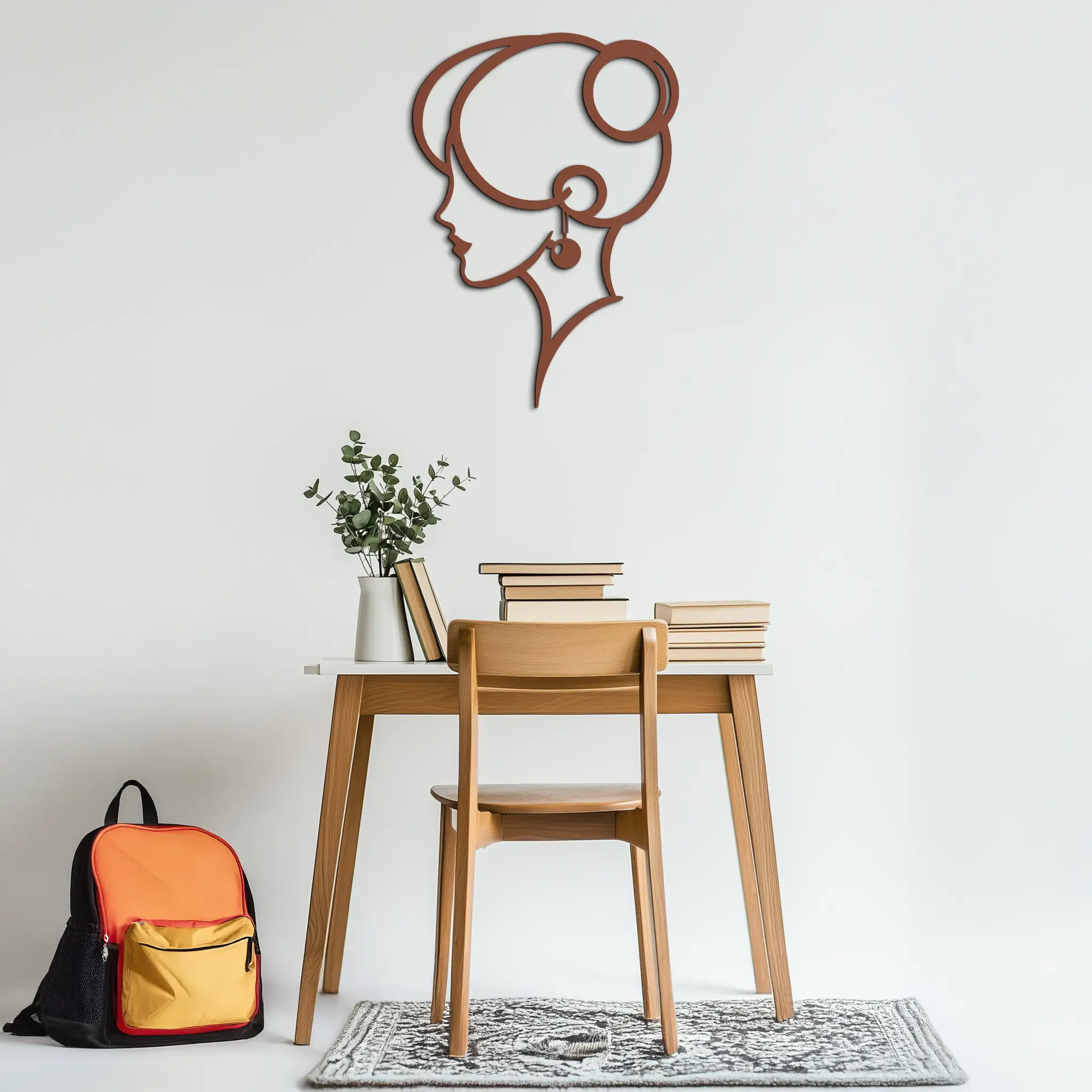 Elegant Woman Silhouette Metal Wall Art – Modern Female Figure Steel Decor- KAF382