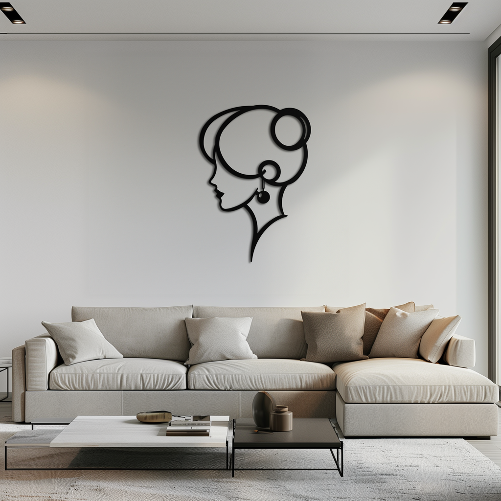 Elegant Woman Silhouette Metal Wall Art – Modern Female Figure Steel Decor- KAF382