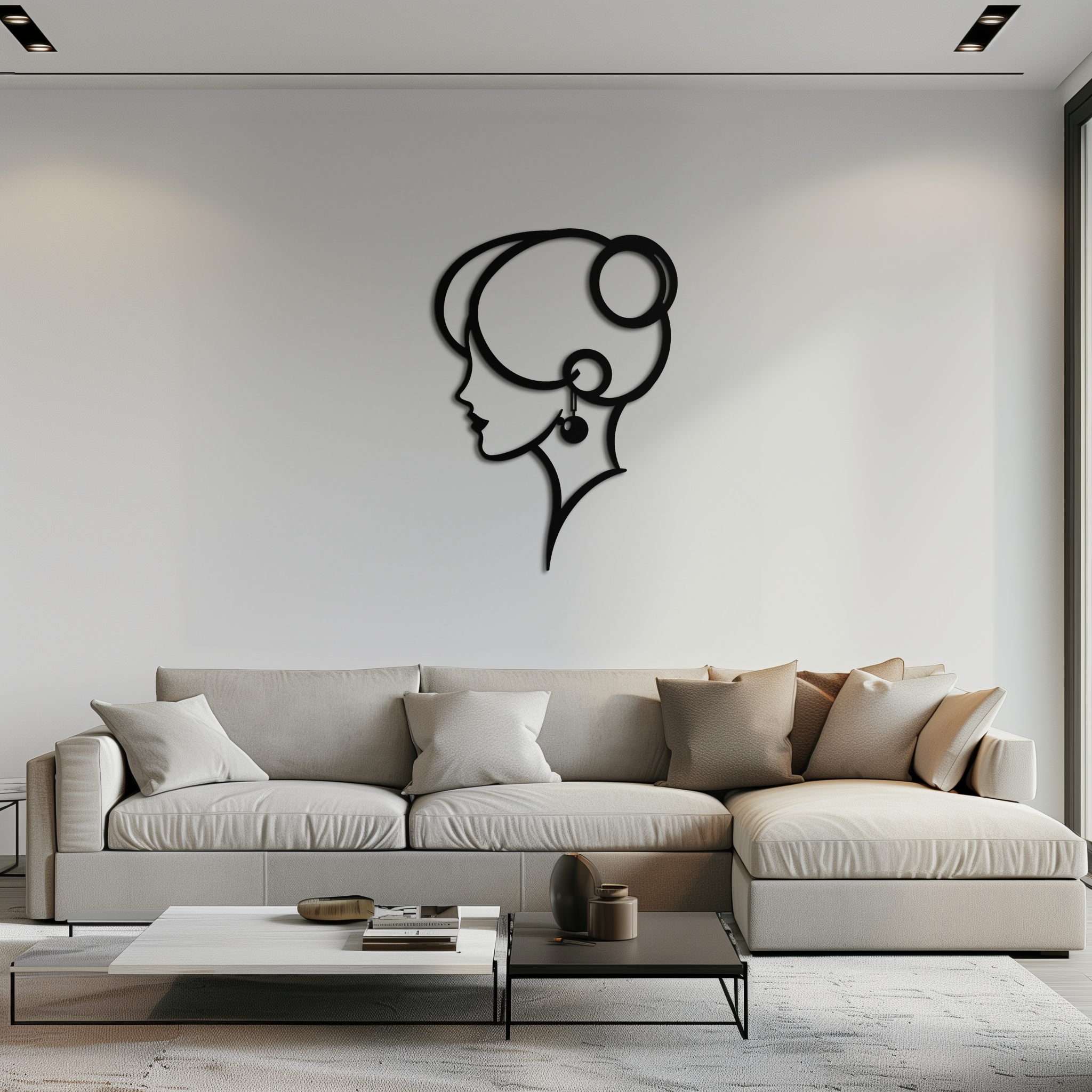 Elegant Woman Silhouette Metal Wall Art – Modern Female Figure Steel Decor- KAF382