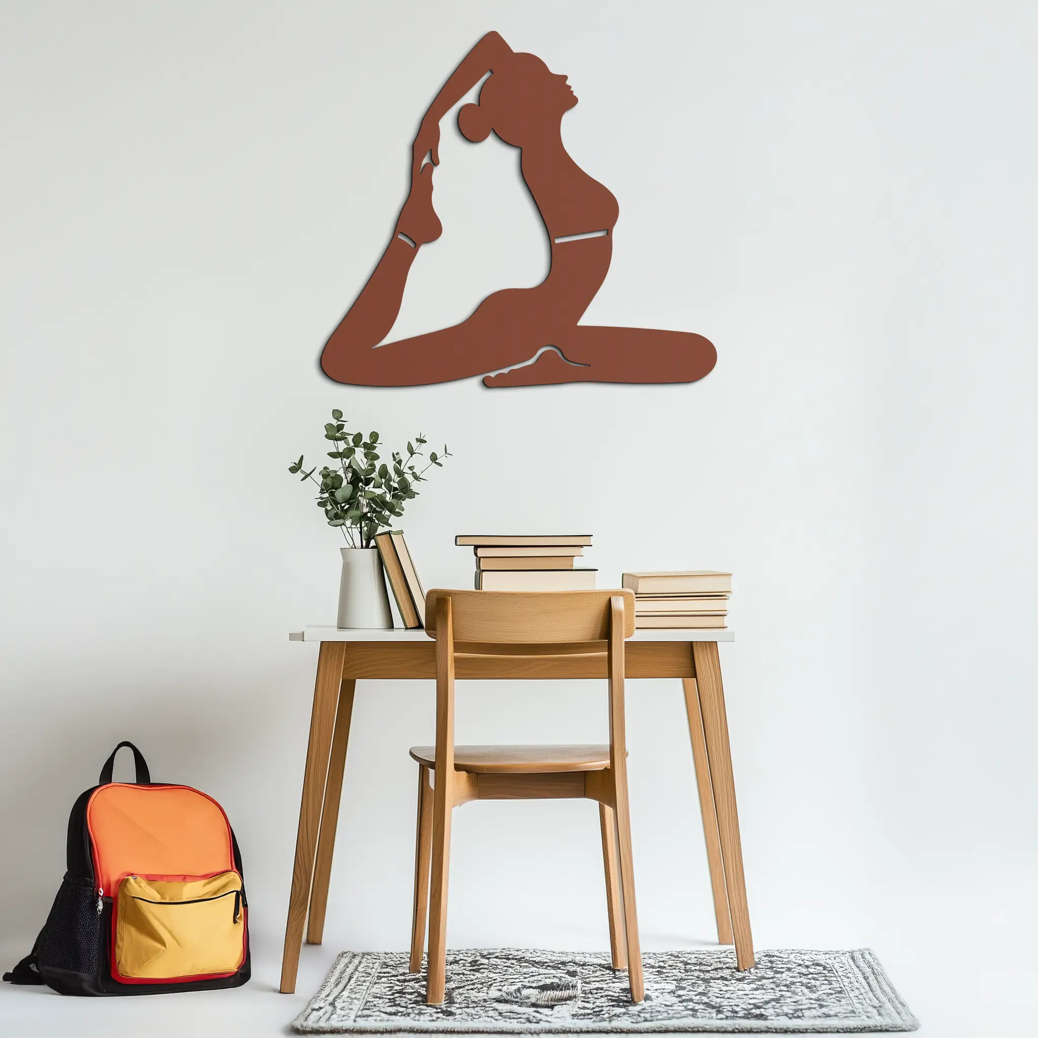 Kapotasana Pose Silhouette Metal Wall Art – Yoga-Inspired Minimalist Decor- KAF384