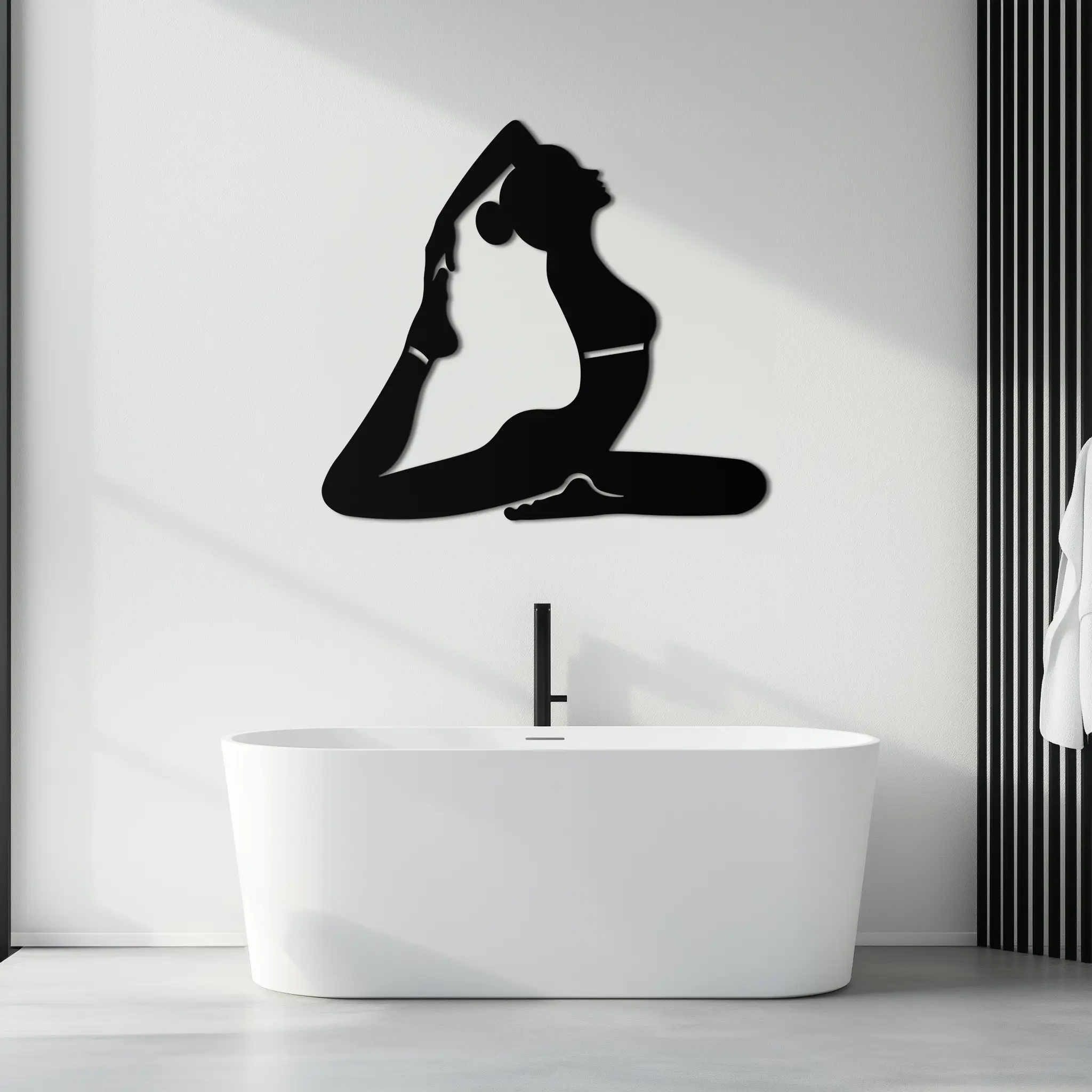 Kapotasana Pose Silhouette Metal Wall Art – Yoga-Inspired Minimalist Decor- KAF384