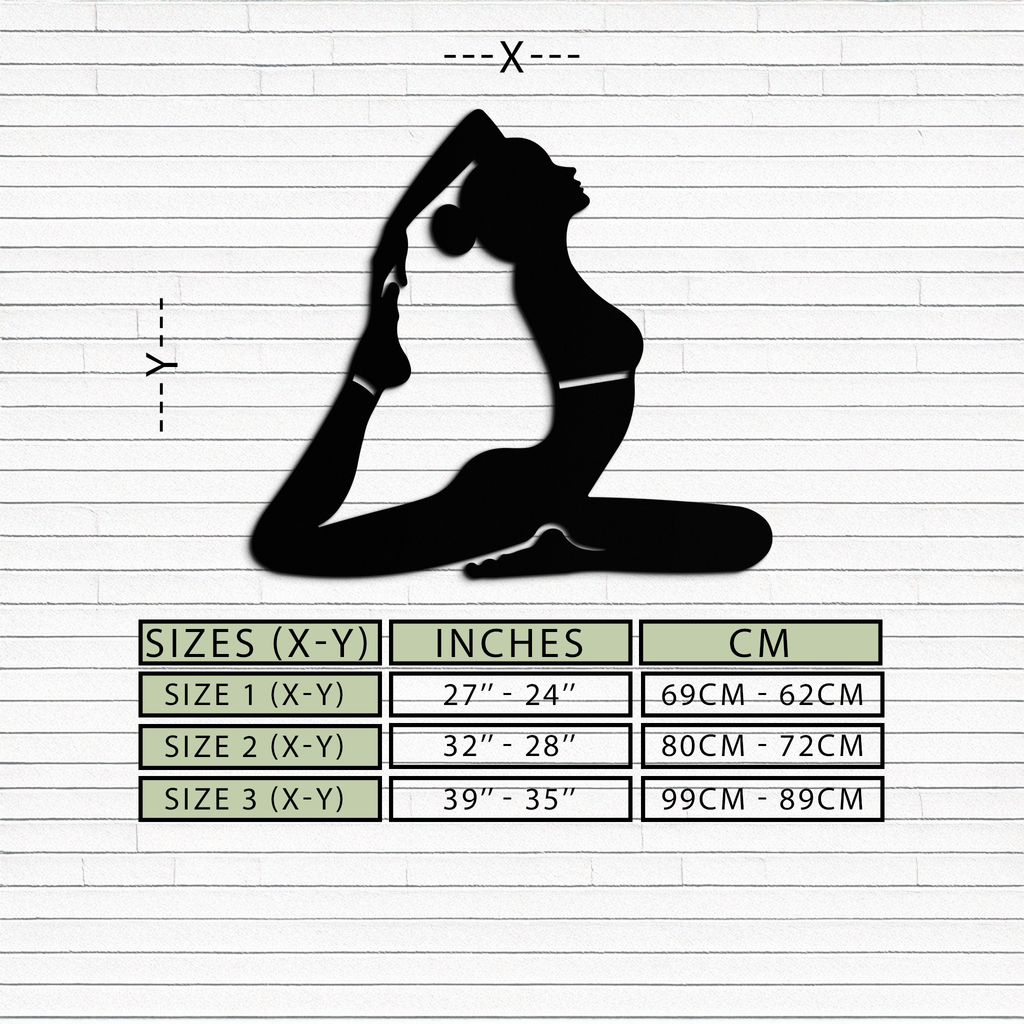 Kapotasana Pose Silhouette Metal Wall Art – Yoga-Inspired Minimalist Decor- KAF384