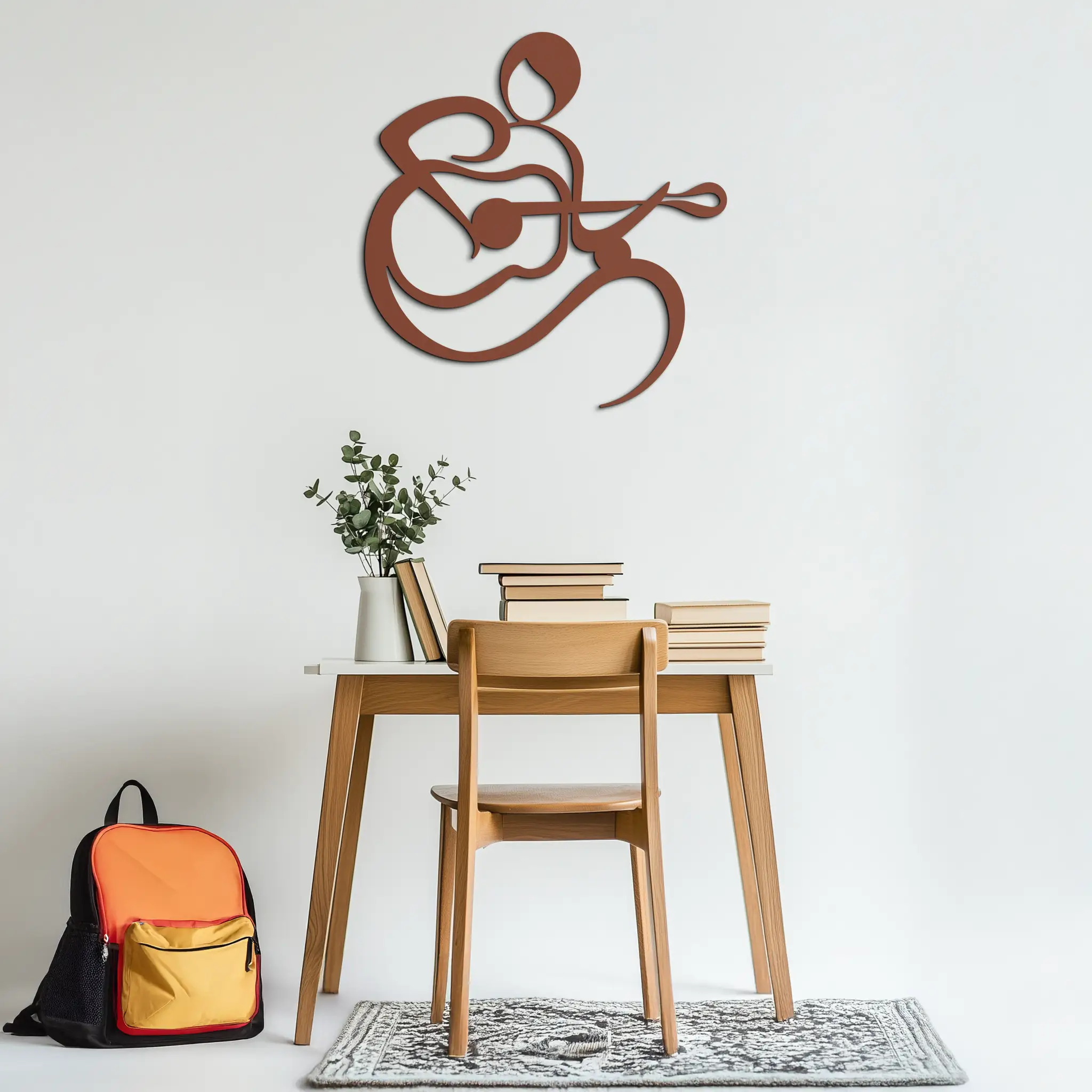 Guitarist Abstract Metal Wall Art – Minimal Black Wall Decoration- KAF388