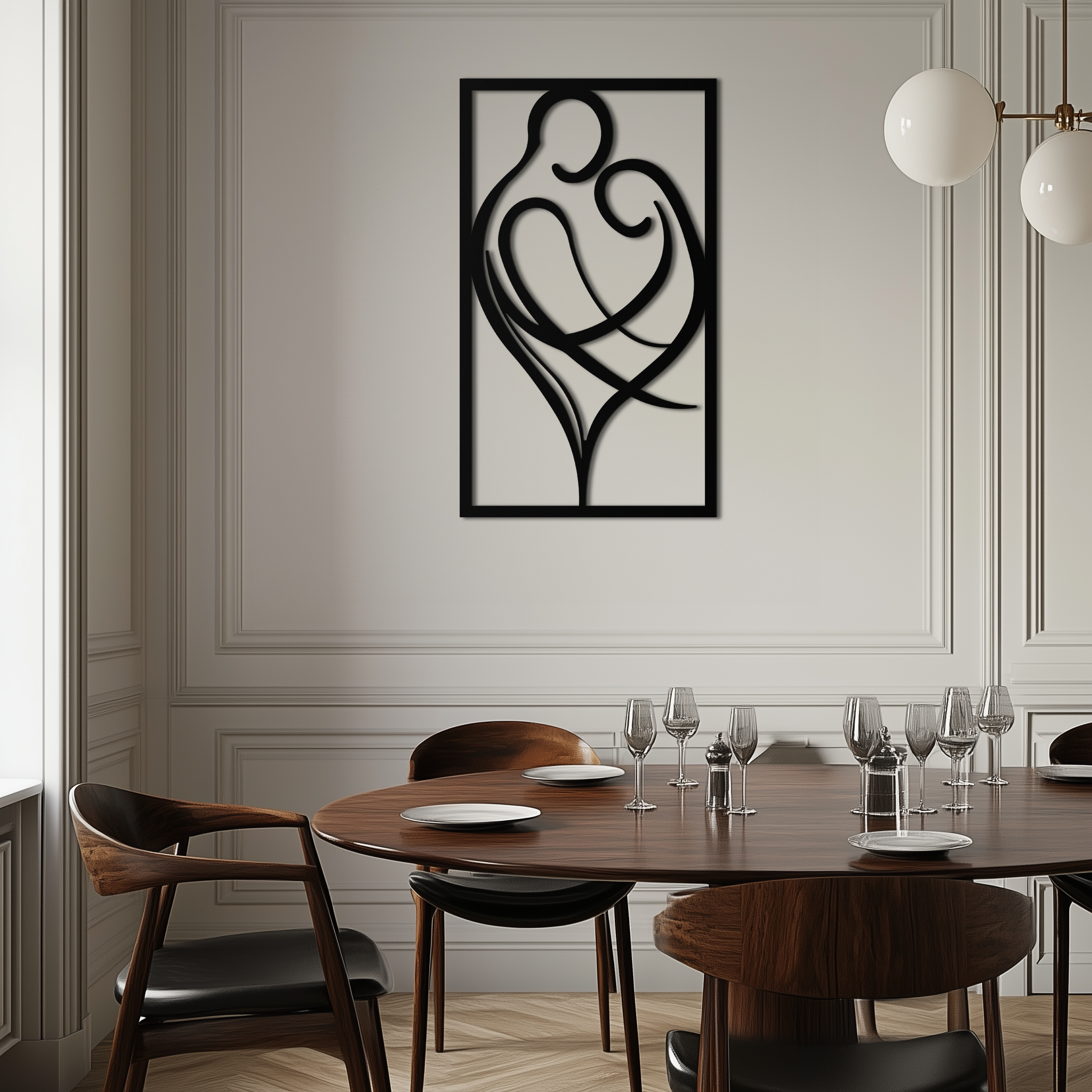 Hugging Couple Metal Wall Art – Romantic Modern Silhouette Home Decor for Bedroom or Living Room- KAF390
