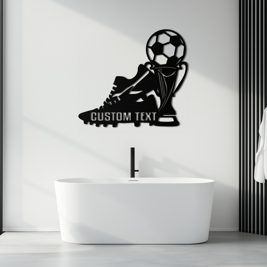 Custom Soccer Trophy and Cleat Metal Wall Art – Personalized Sports Decor for Athletes- KAF395
