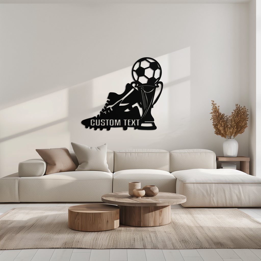 Custom Soccer Trophy and Cleat Metal Wall Art – Personalized Sports Decor for Athletes- KAF395