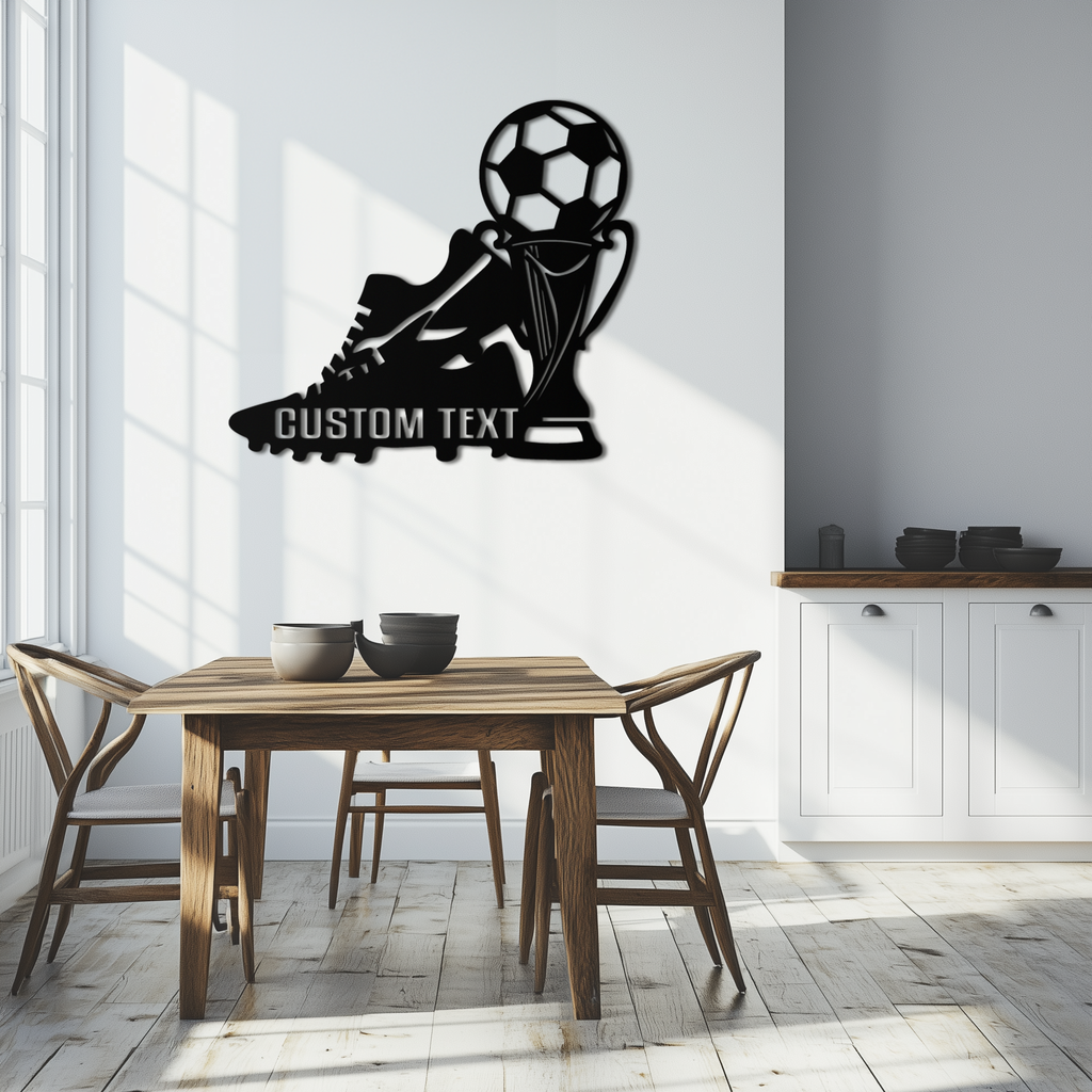 Custom Soccer Trophy and Cleat Metal Wall Art – Personalized Sports Decor for Athletes- KAF395