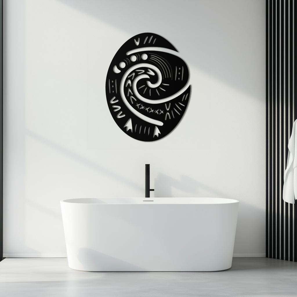 Te Fiti’s Heart  Metal Wall Art – Polynesian Spiral Symbol Decor for Home- KAF406