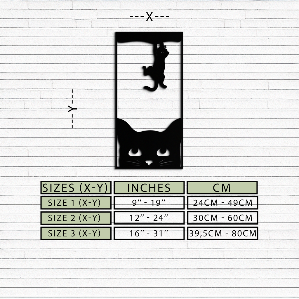 Cute Cat and Kitten Metal Wall Art – Playful Hanging Cat Silhouette Steel Decor for Pet Lovers and Home Interiors- KAF407