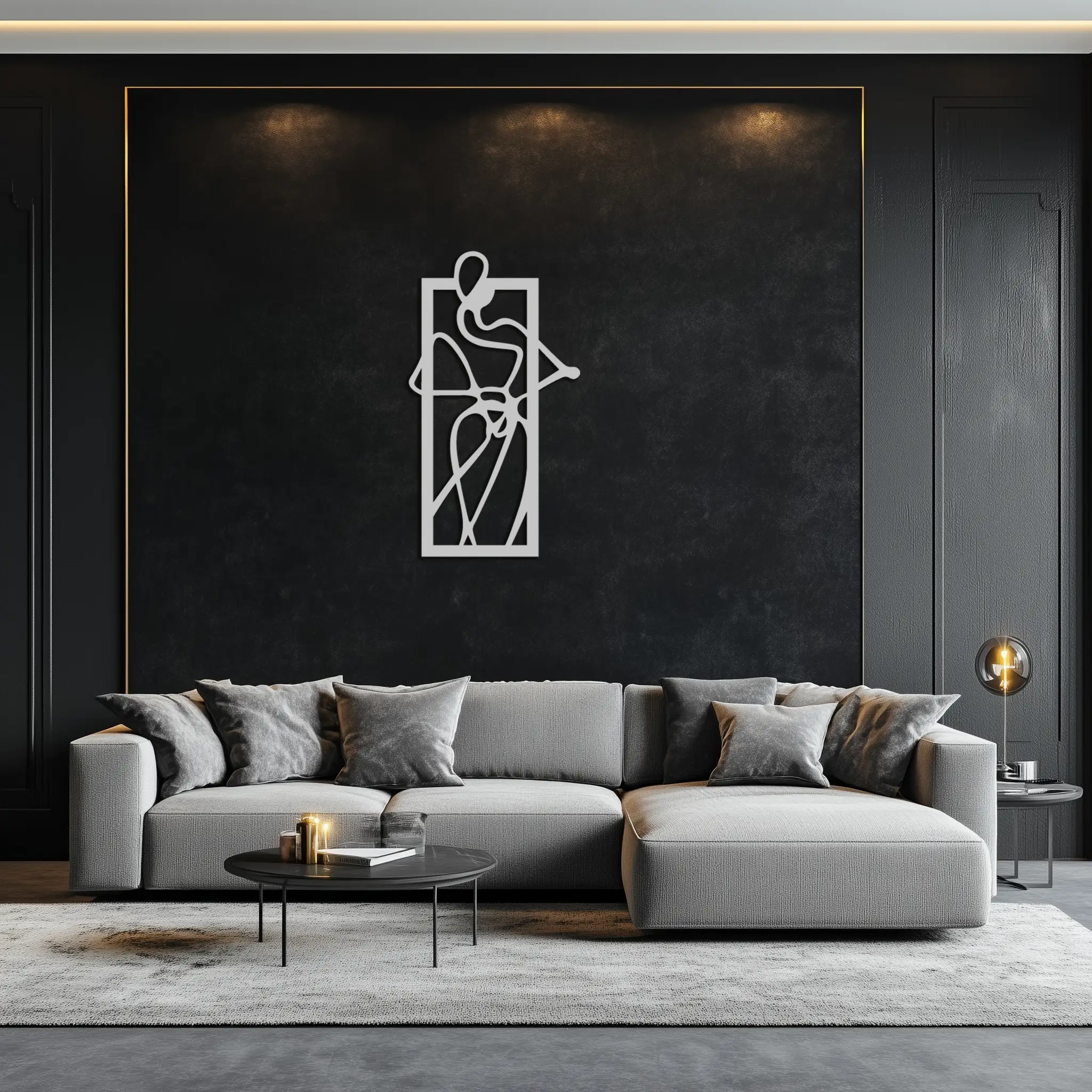 Minimalist Woman Line Art Metal Wall Decor – Abstract Feminine Silhouette Black Steel Artwork for Modern Interiors- KAF437