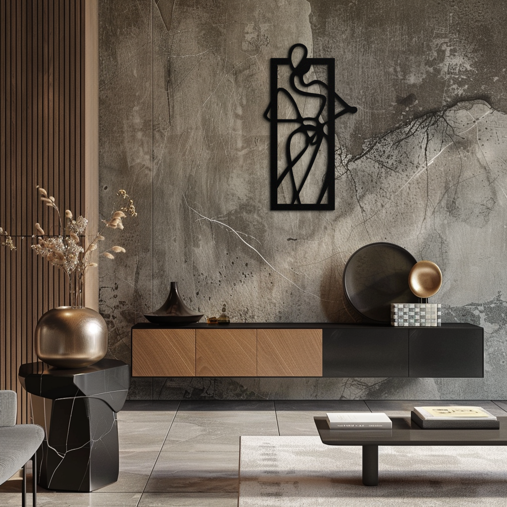 Minimalist Woman Line Art Metal Wall Decor – Abstract Feminine Silhouette Black Steel Artwork for Modern Interiors- KAF437