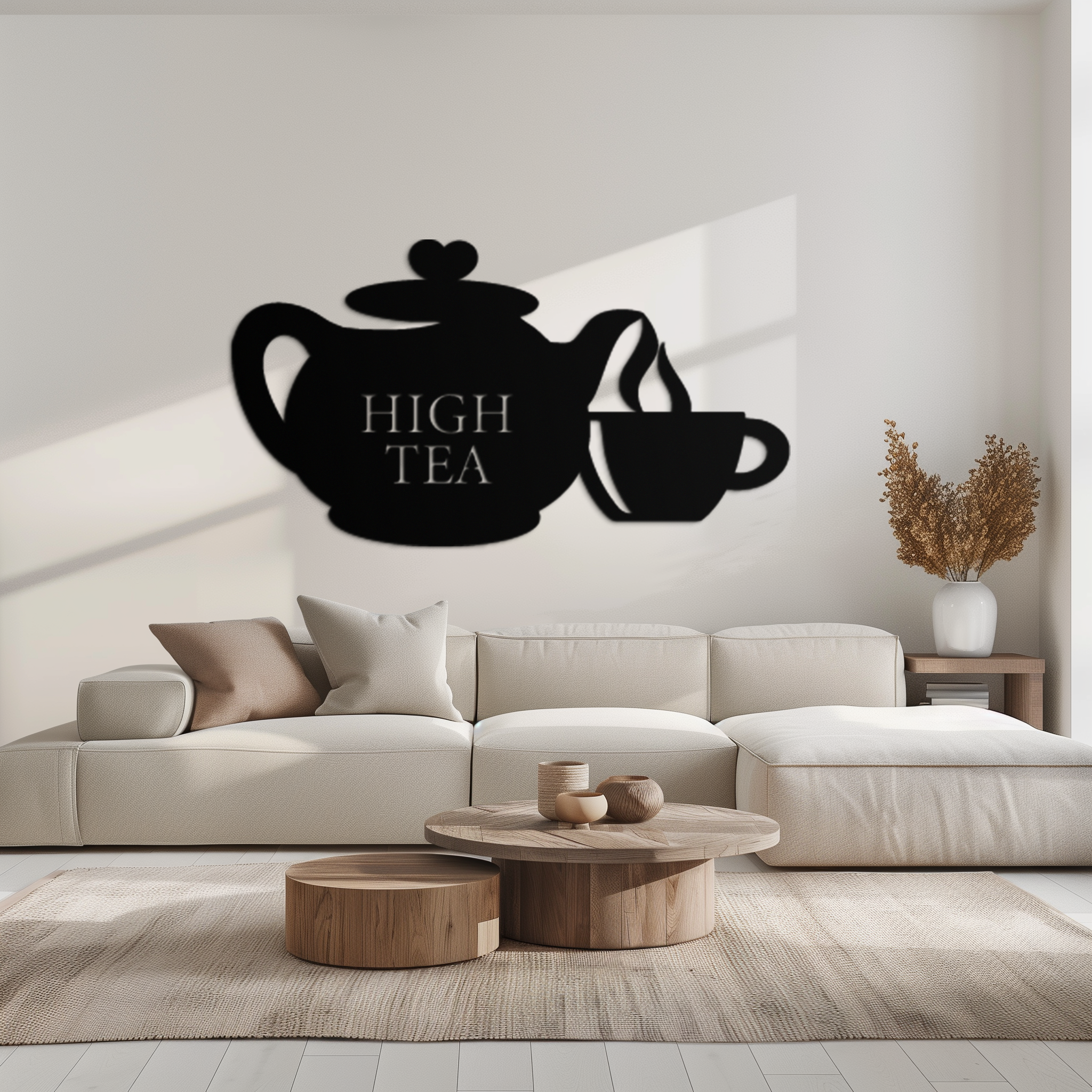 High Tea Teapot & Cup Metal Wall Art – Elegant Black Steel Tea-Time Decor for Kitchen, Café, and Dining Spaces- KAF440