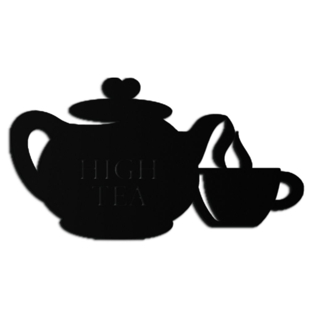 High Tea Teapot & Cup Metal Wall Art – Elegant Black Steel Tea-Time Decor for Kitchen, Café, and Dining Spaces- KAF440
