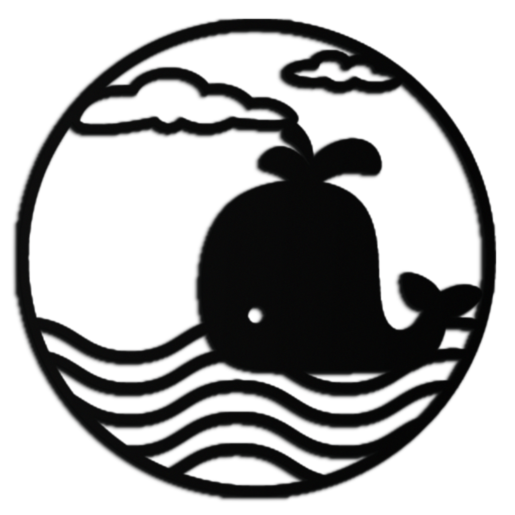 Cute Whale Ocean Scene Metal Wall Art – Playful Circular Black Steel Decor for Kids Rooms, Nurseries, and Coastal Interiors- KAF443